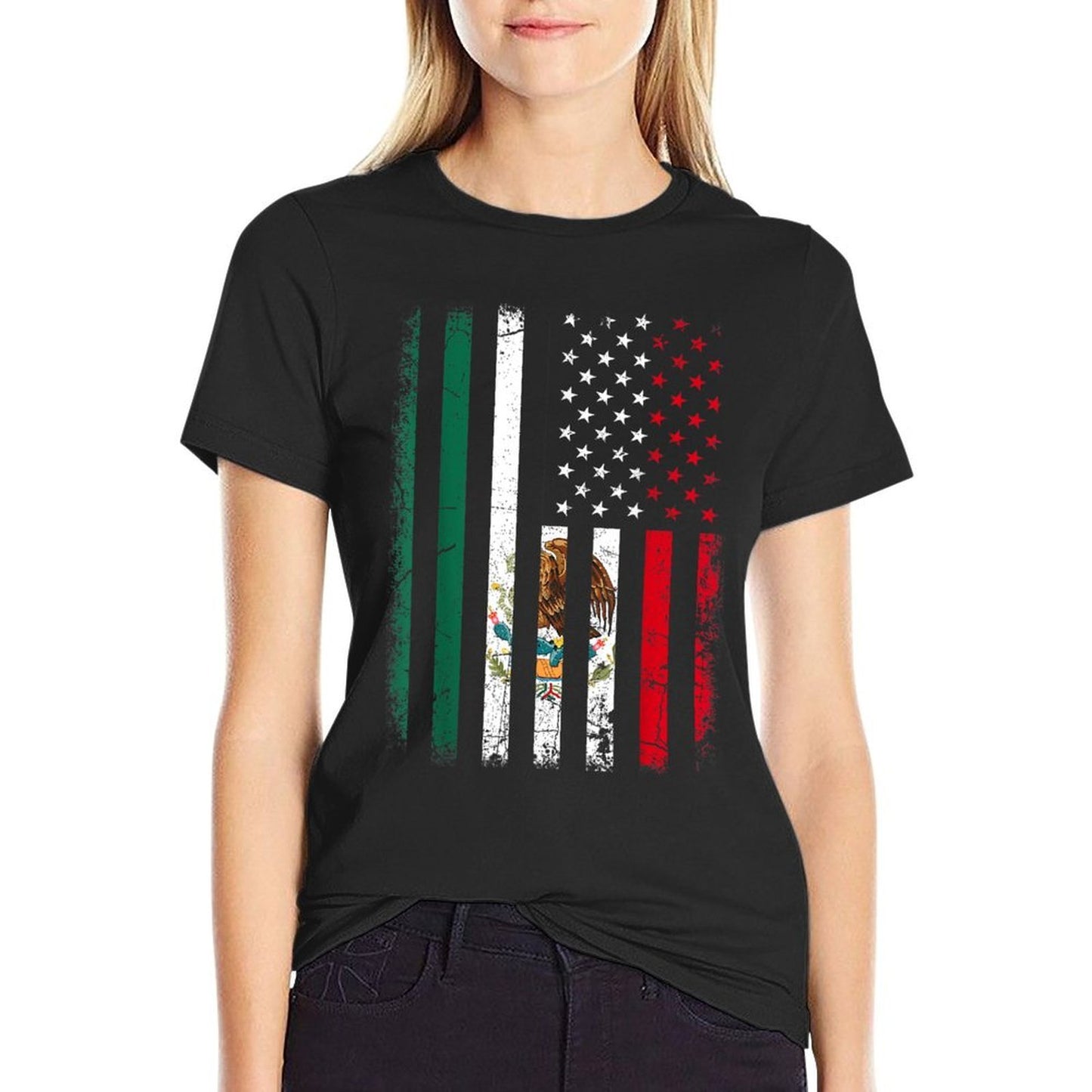 Mexican American Mexican Roots Mexico America Rolled Sleeves T-Shirt