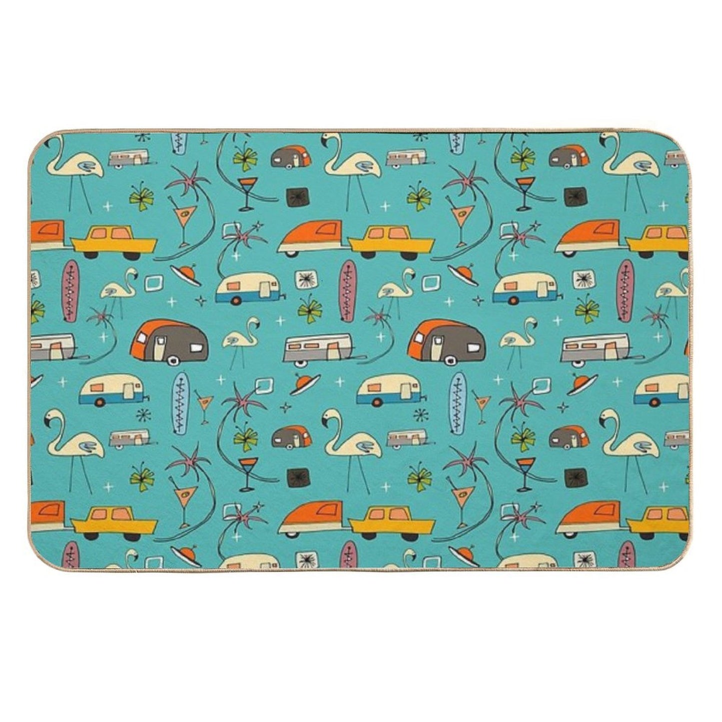 Vintage Kitsch Blue #midcentury Slip-Resistant Bath Mat
