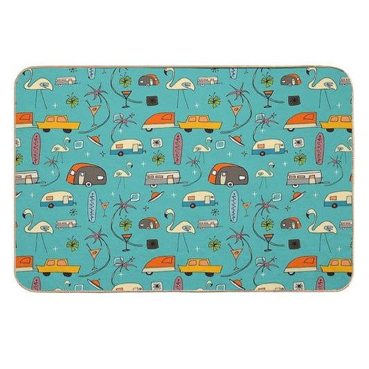Vintage Kitsch Blue #midcentury  Slip-Resistant Bath Mat