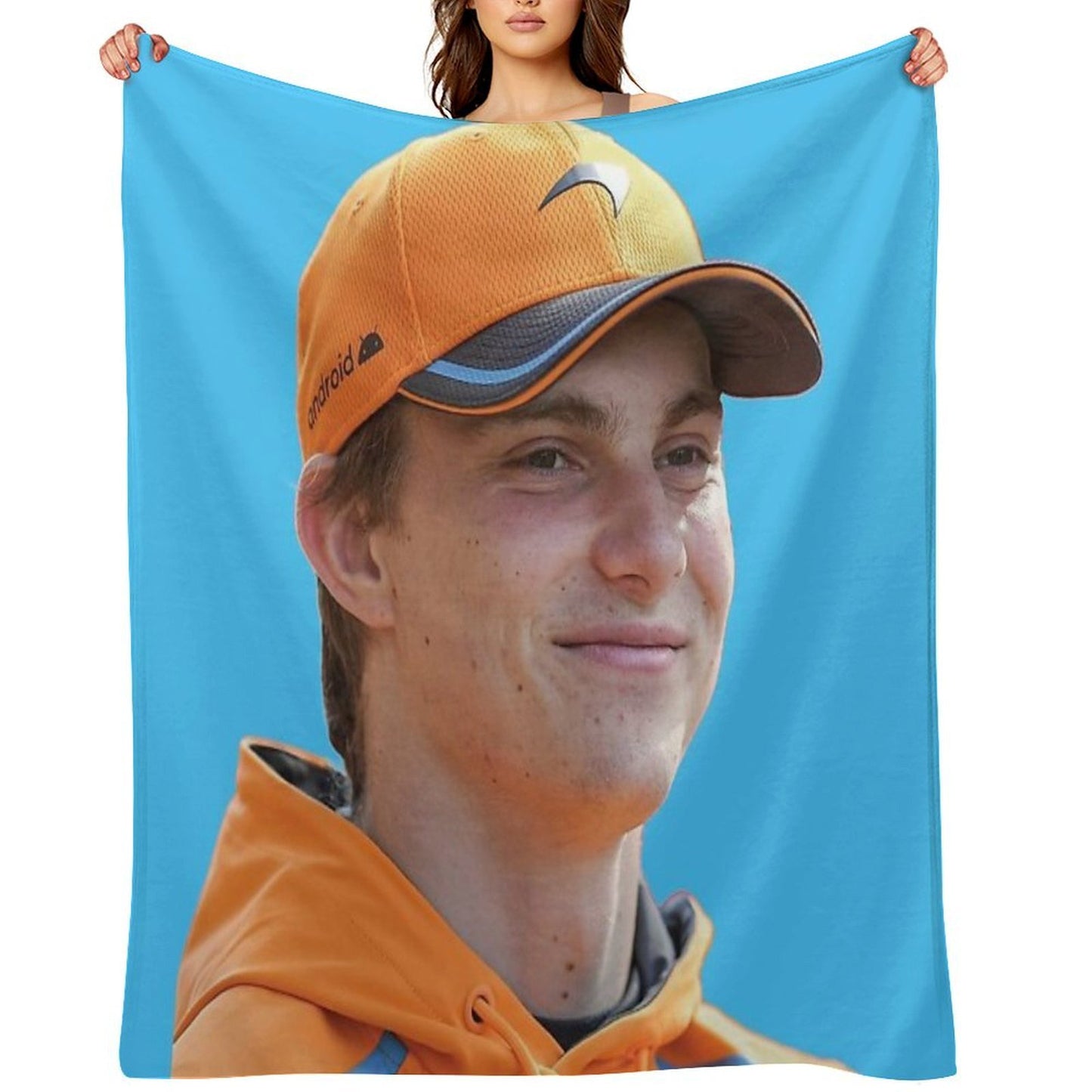 Oscar Piastri F1 Driver in McLarenF1 Clothes Smile Norris Teammate Eco-conscious Throw Blanket