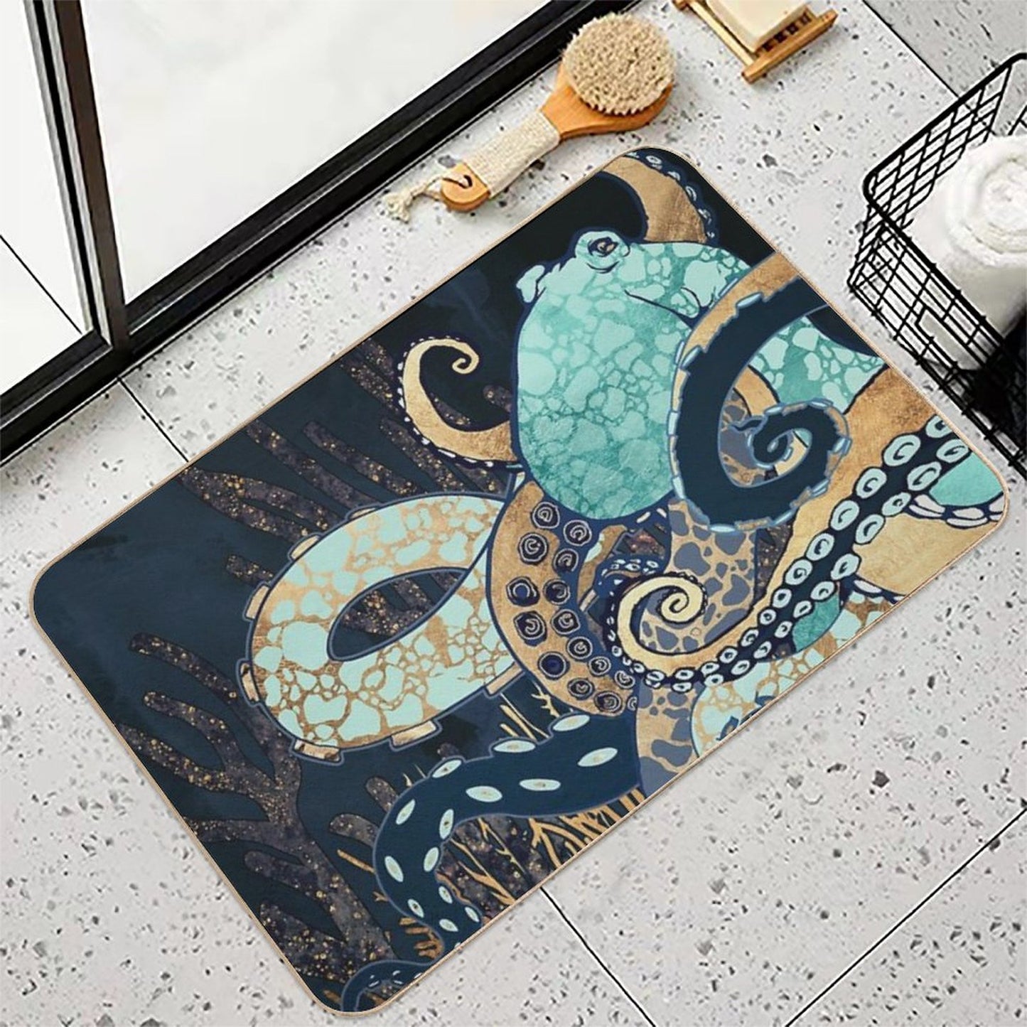 Metallic Octopus II Non-Slip Bath Mat