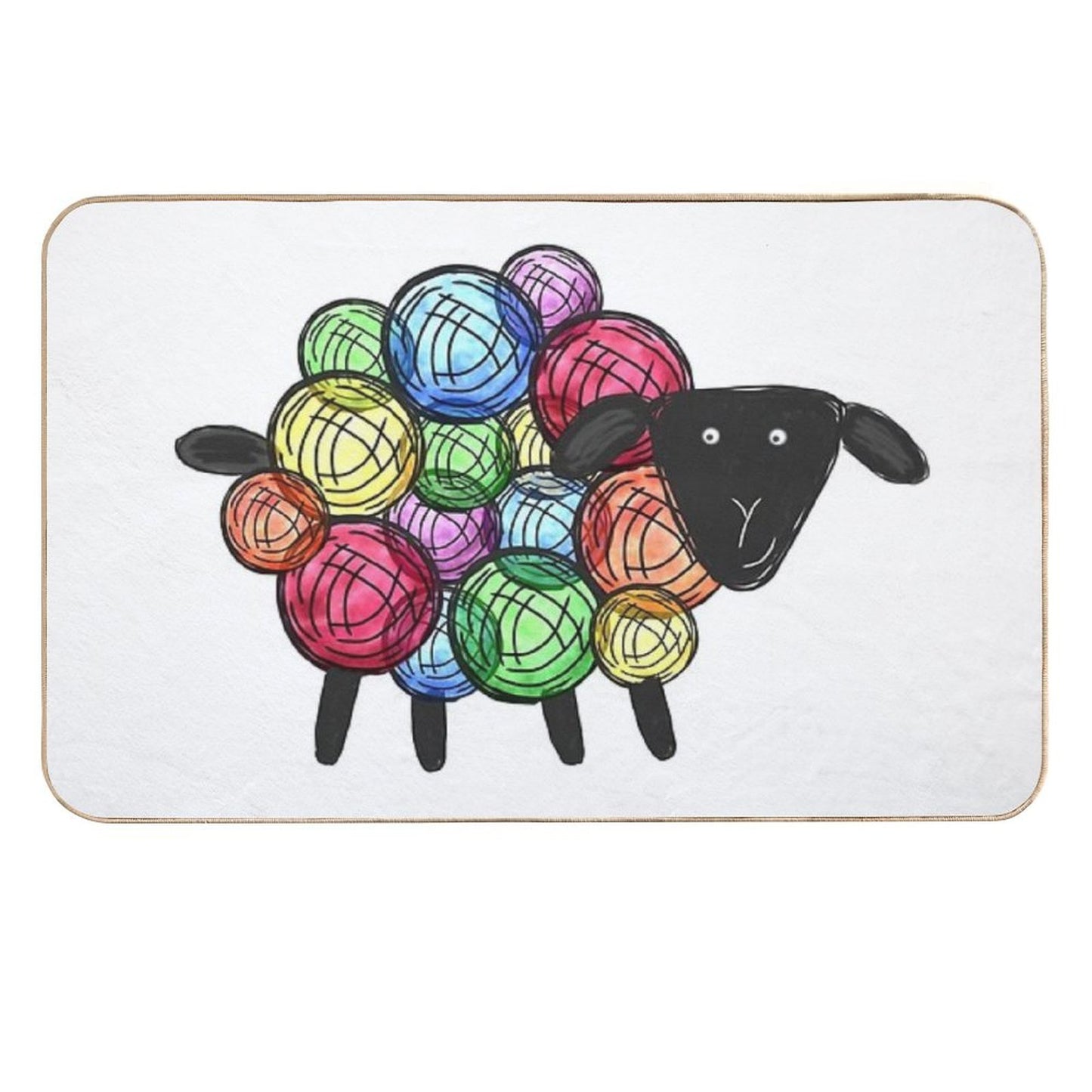 Rainbow Sheep Non-Slip Bath Mat