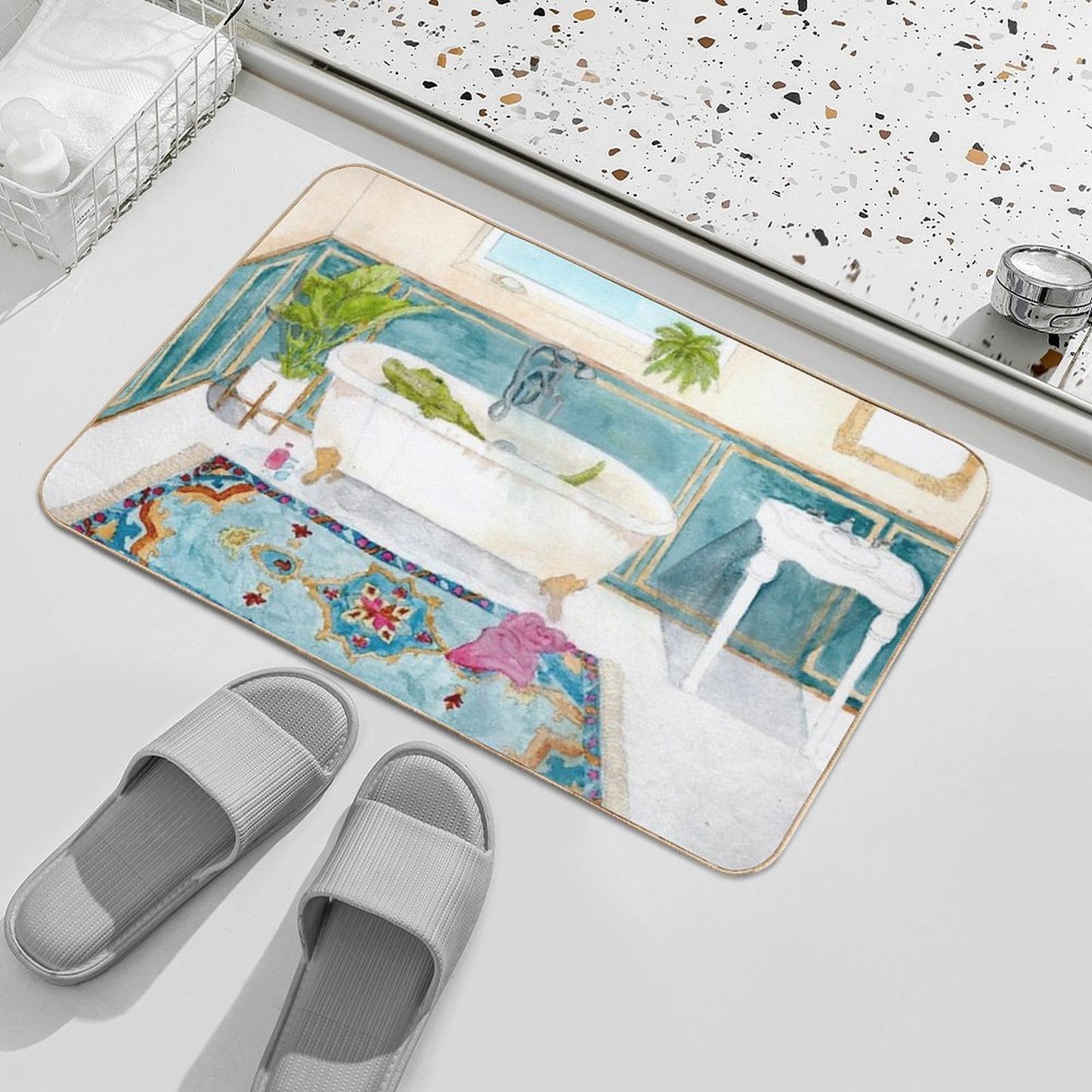 Gator in Bathtub Odorless Bath Mat