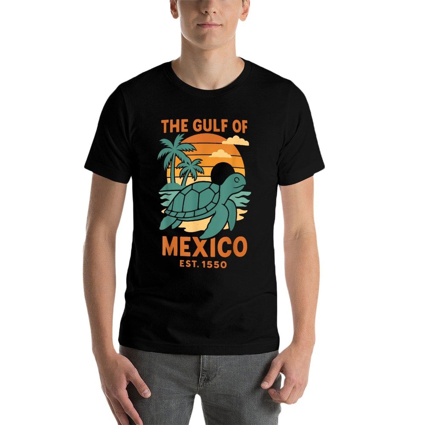 The Gulf of Mexico Est 1550 Turtle Not US America Retro Vint Oversized Silhouette T-Shirt
