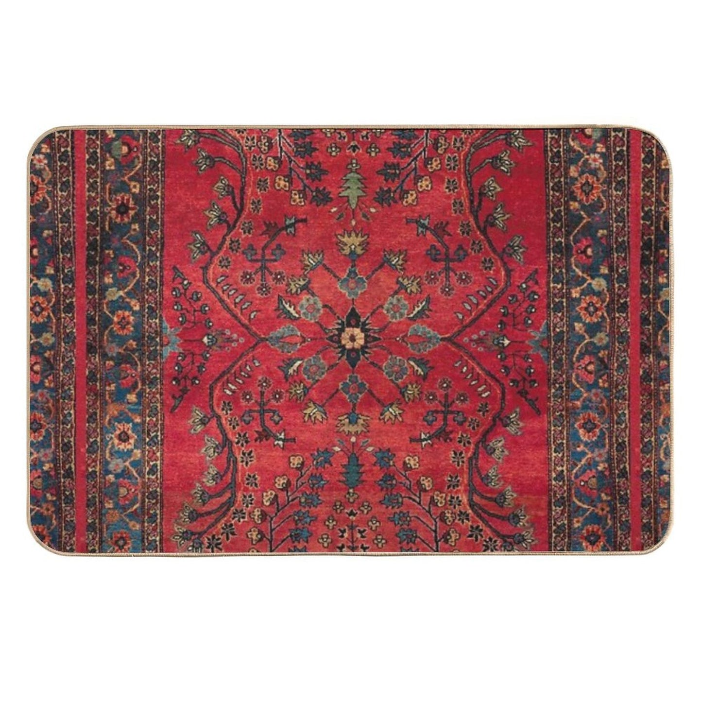 Red Persian Carpet - Persian Vintage Antique Carpet Nature Fine Art Easy Maintenance Bath Mat
