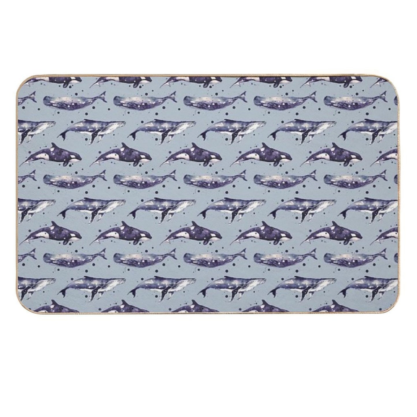 Watercolor Whale Trio in Grey Eco-Friendly Bath Mat