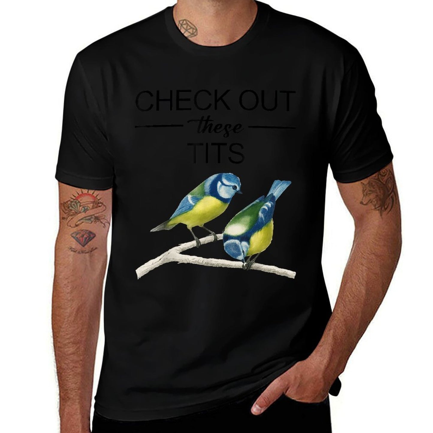 Check Out These Tits Funny Birds Graphic  Trendy Pattern T-Shirt