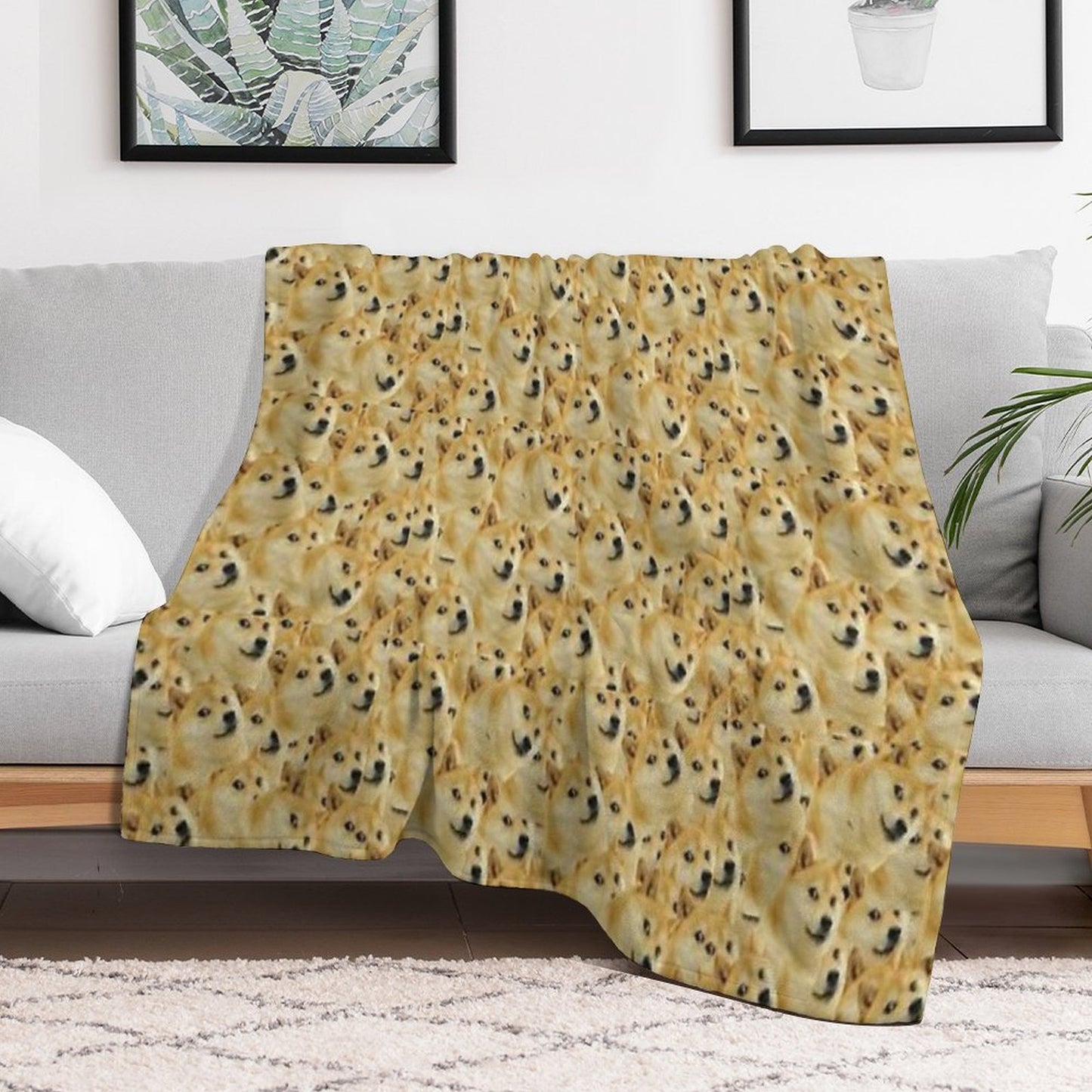 Doge Meme Machine-washable Throw Blanket