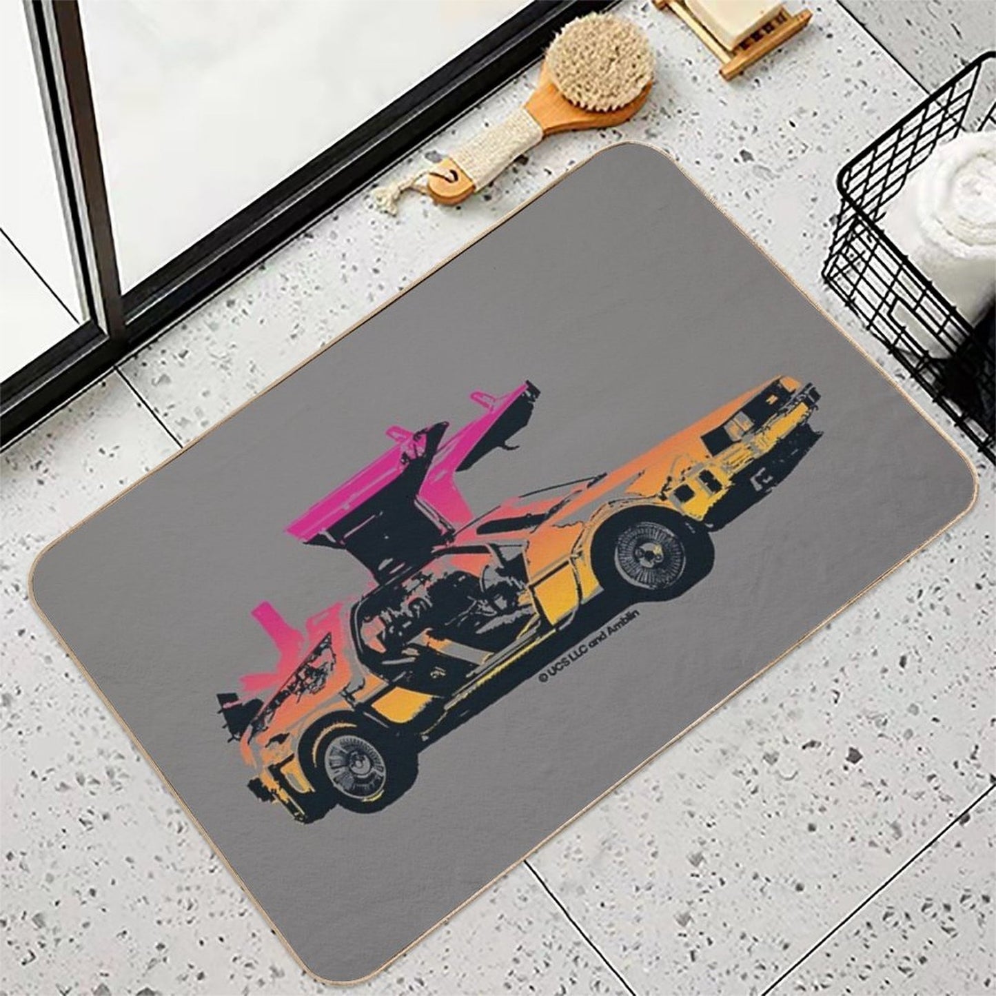Back to The Future. Delorean Aesthetic. Birthday Party Gifts Repositionable Bath Mat