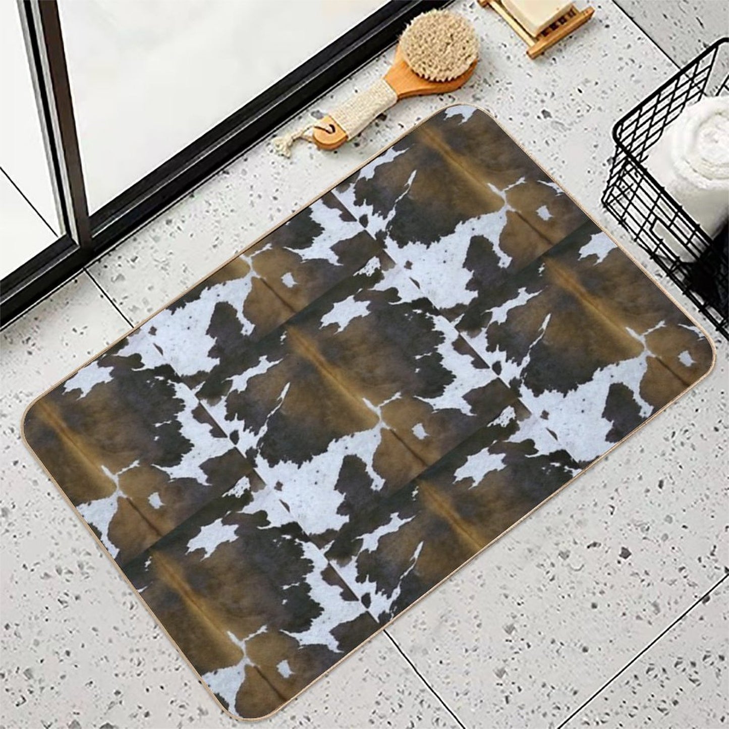 Brown Cowhide Absorbent Bath Mat