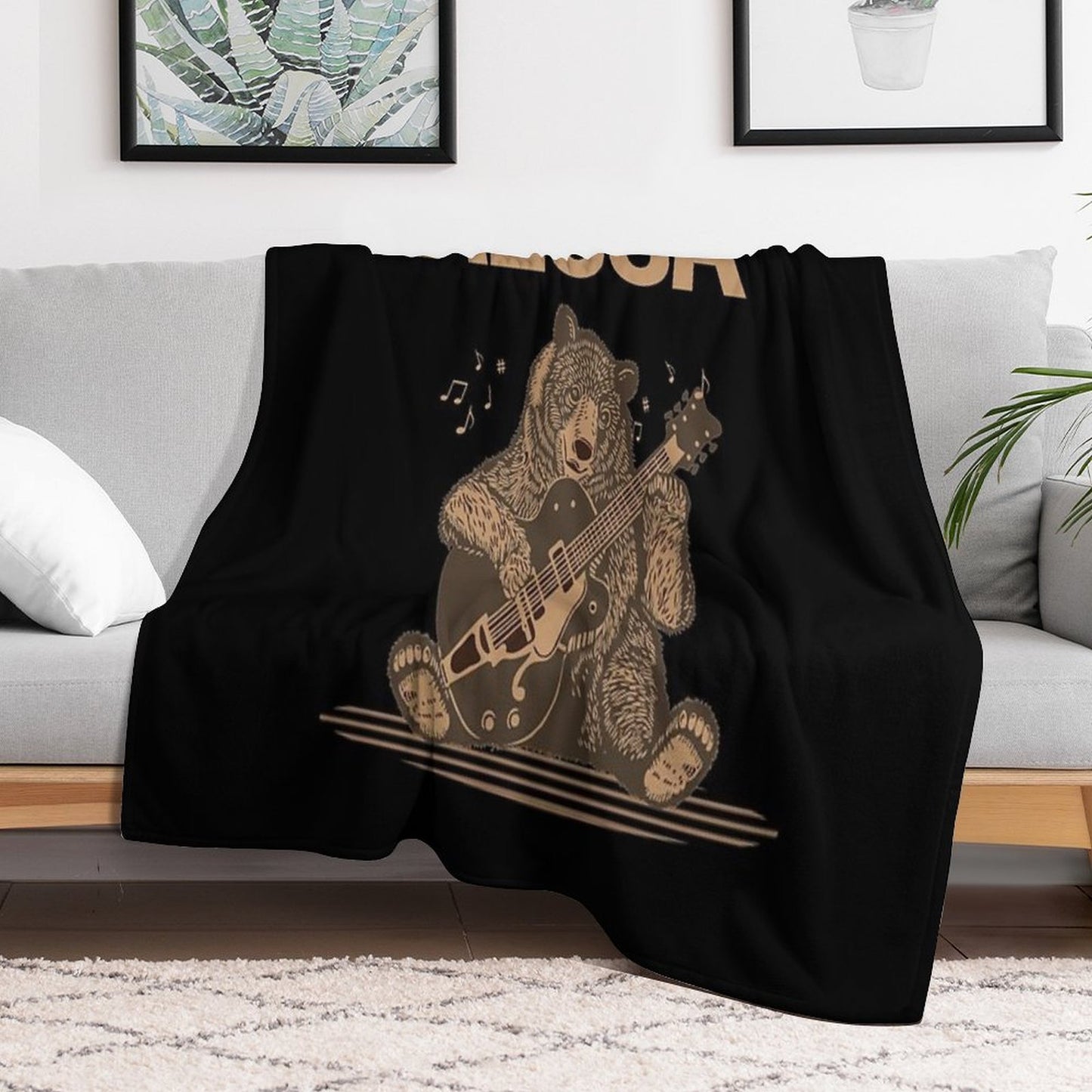 Bear With Guitar Azusa Velvety-soft Throw Blanket
