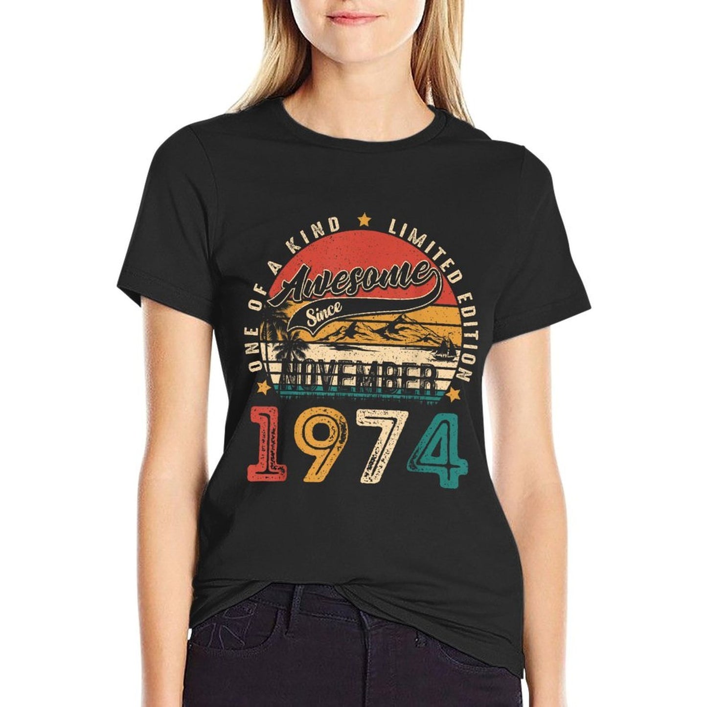 Awesome Since November 1974 Vintage Men Women 50th Birthday Breathable T-Shirt