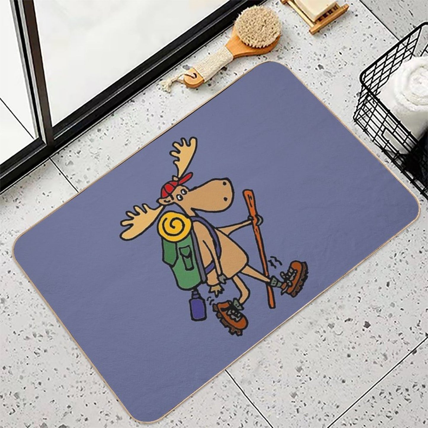 Funny Cool Moose Hiker High-Traffic Bath Mat