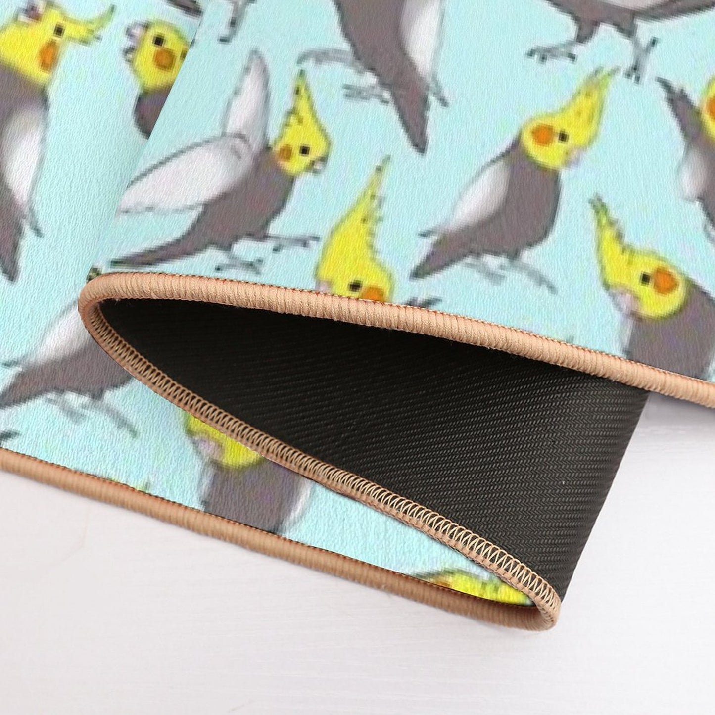 Cockatiel Doodle Pattern Eco-Friendly Bath Mat