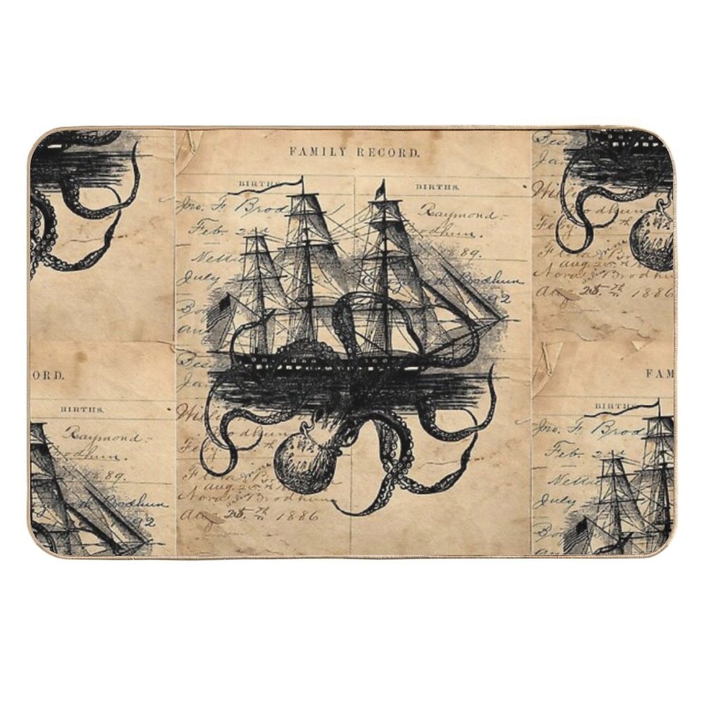 Kraken Attacking Ship on Ledger Design KAS947 Eco-Friendly Bath Mat