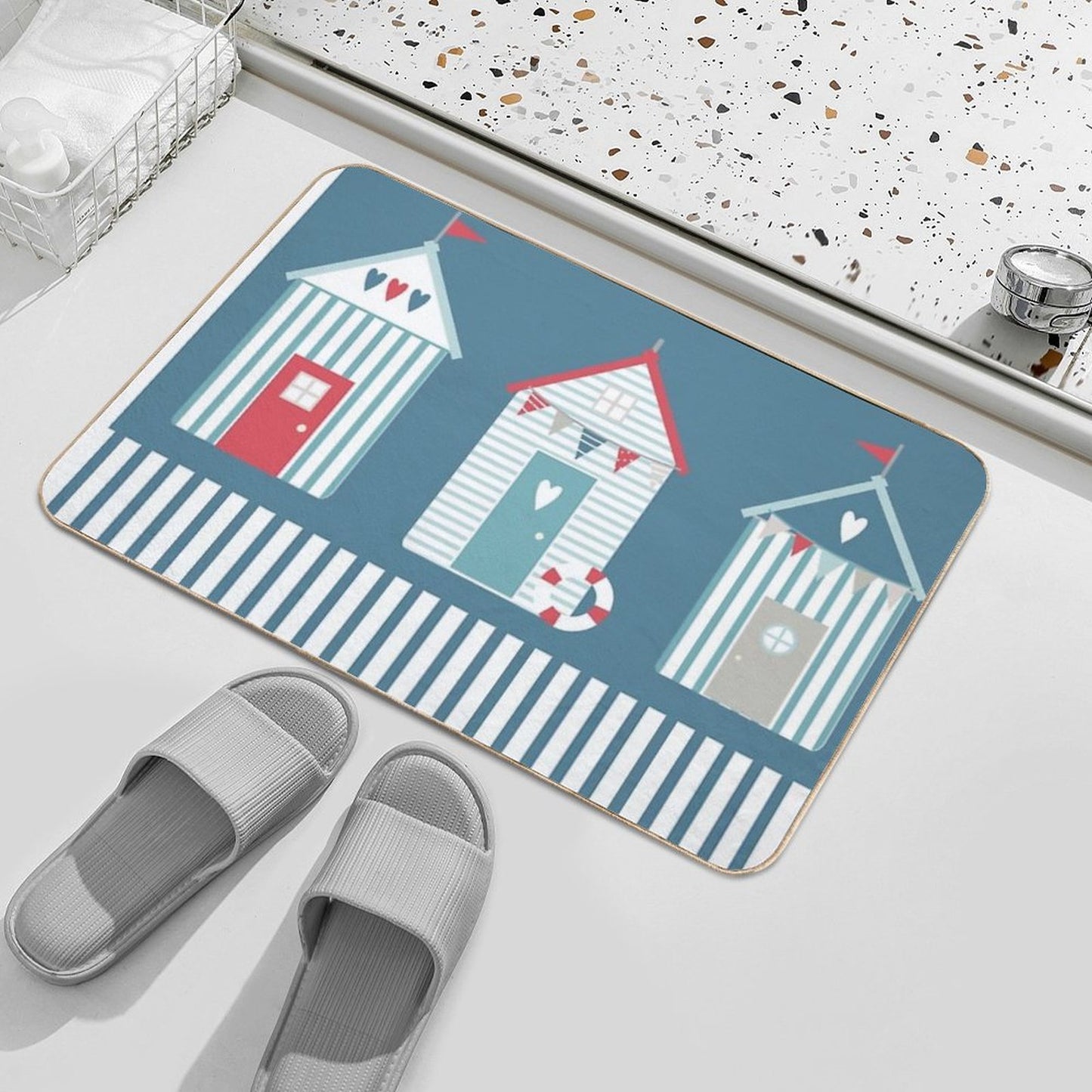 By The Sea Beach Huts Stain-Proof Bath Mat