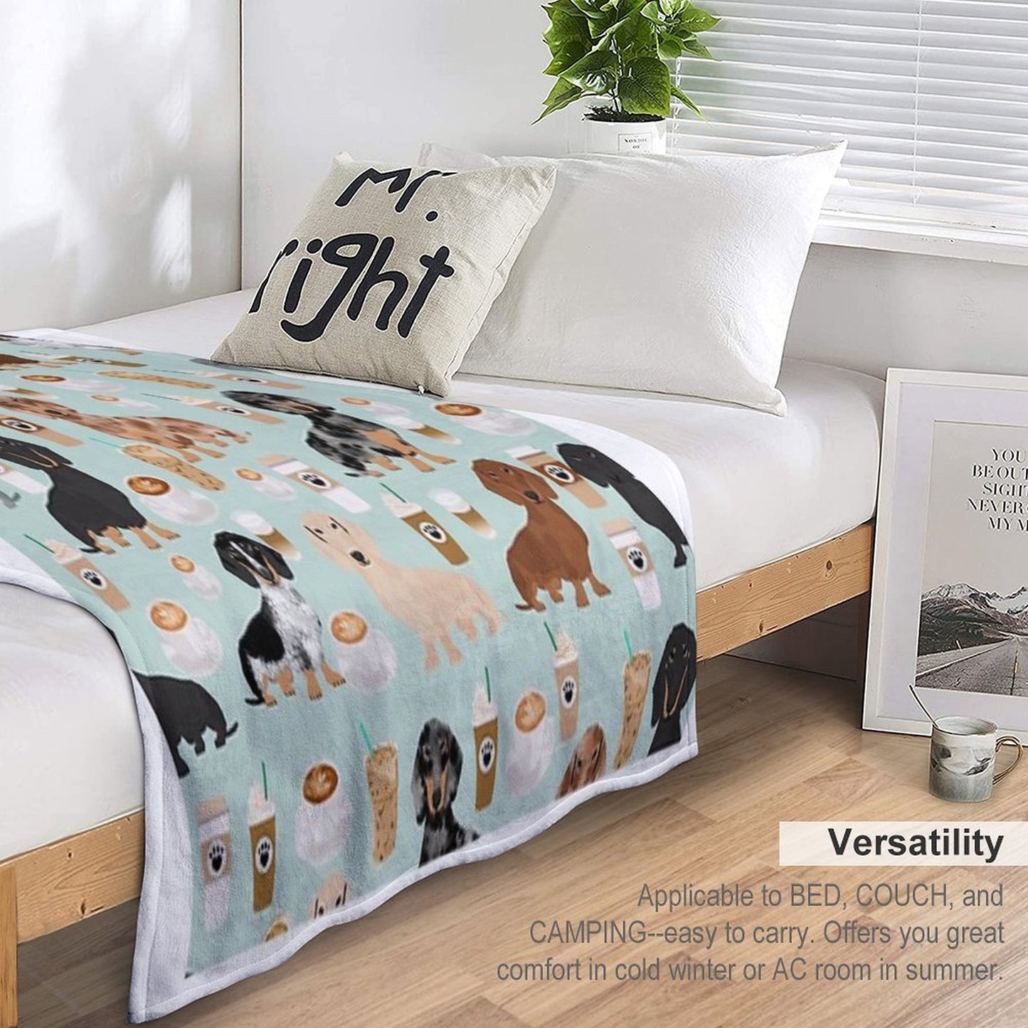 Dachshund Dog Cartoon Funny Lunch Comfort Throw Blanket