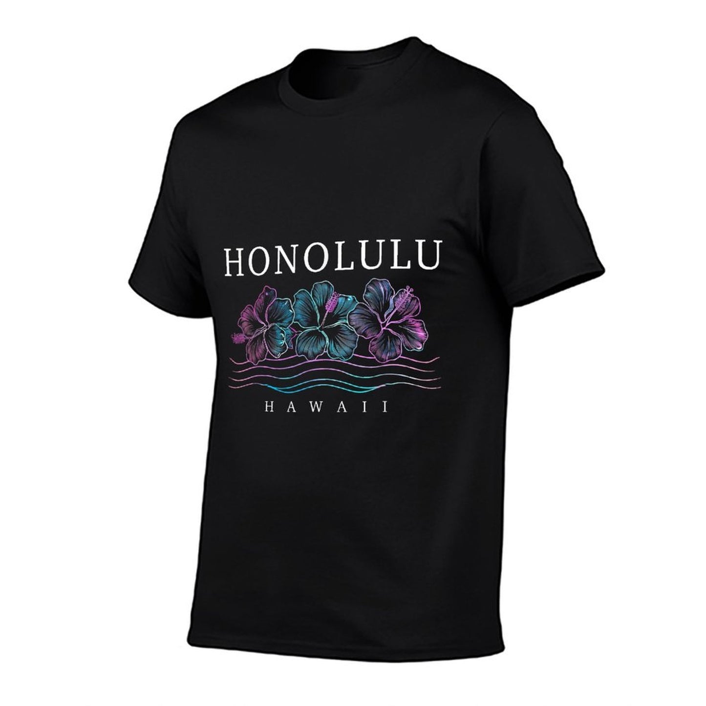 Honolulu Hawaii Hawaiian Hibiscus Flowers Surfer Souvenir Summer-ready Fabric T-Shirt