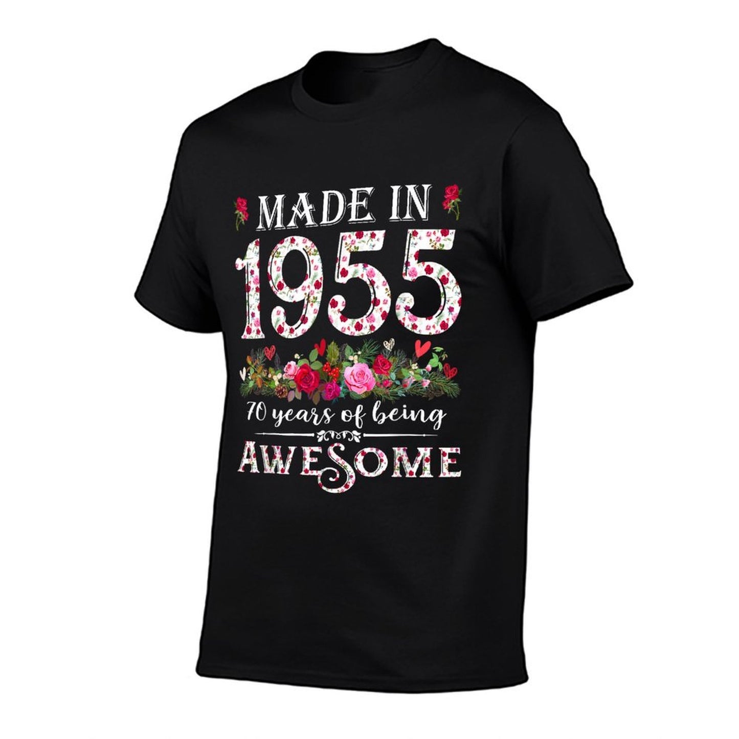 70 Year Old Being Awesome Made In 1955 Floral 70th Birthday Slim-fit Cut T-Shirt