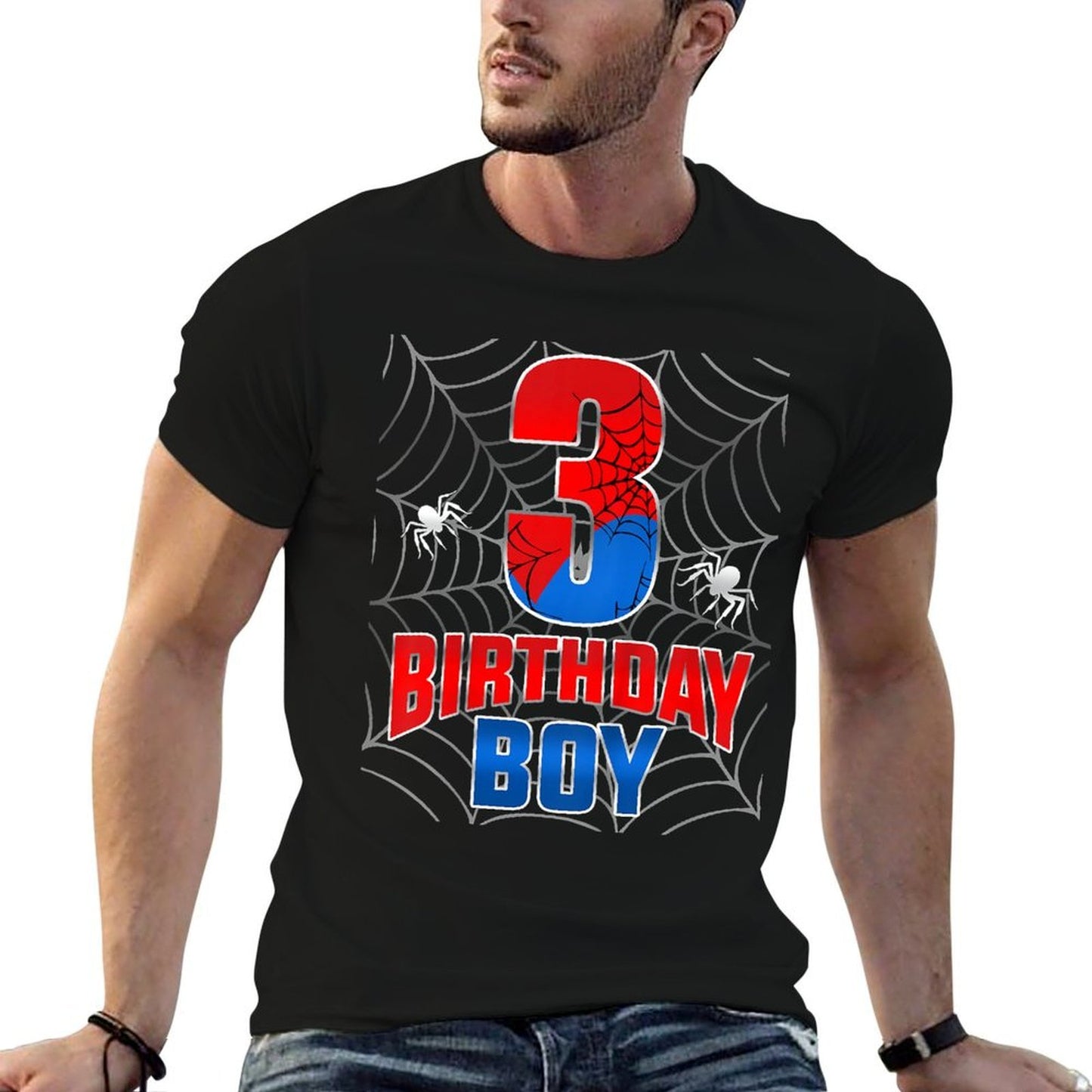 Kids Spider Web Three 3 Years Old It's My 3rd Birthday Boy High-quality Stitching T-Shirt