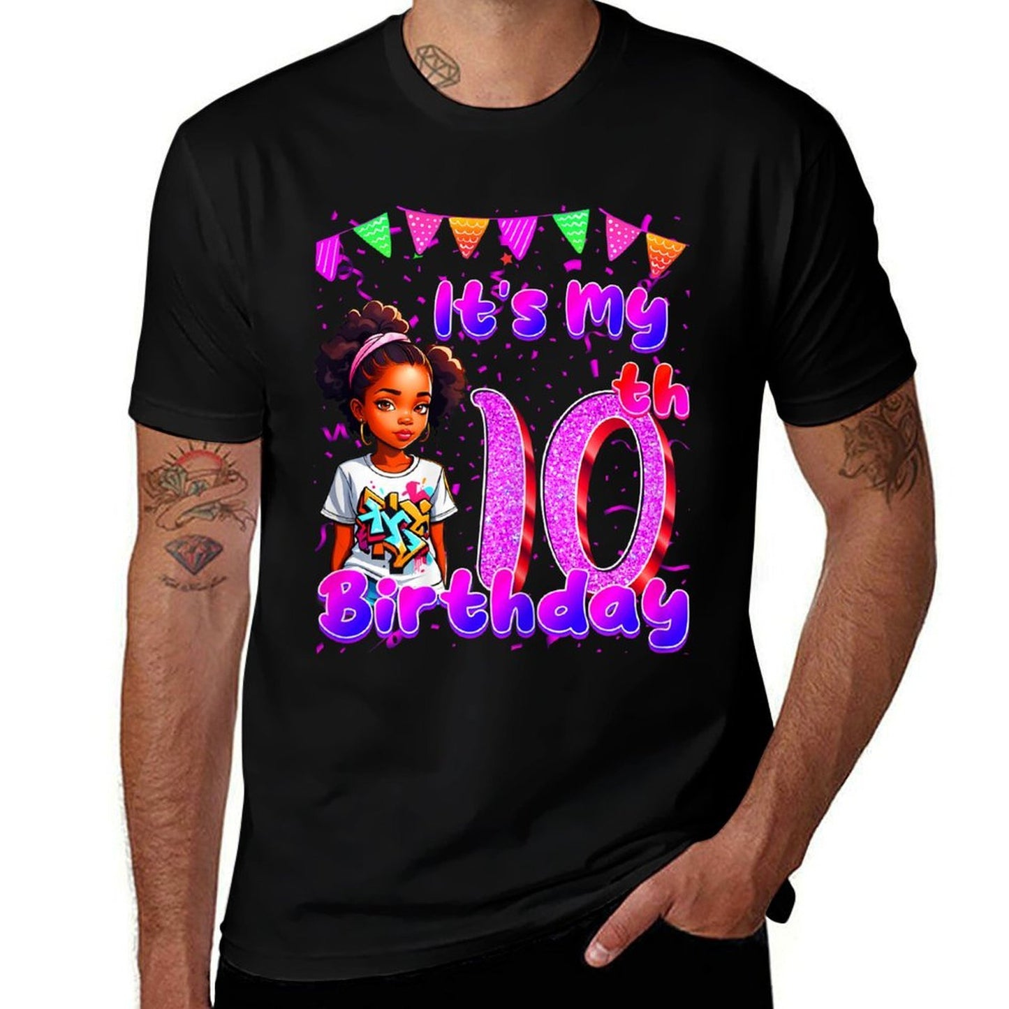 Its My 10th Birthday African American Black Girl 10 Year Old  Polyester Blend T-Shirt