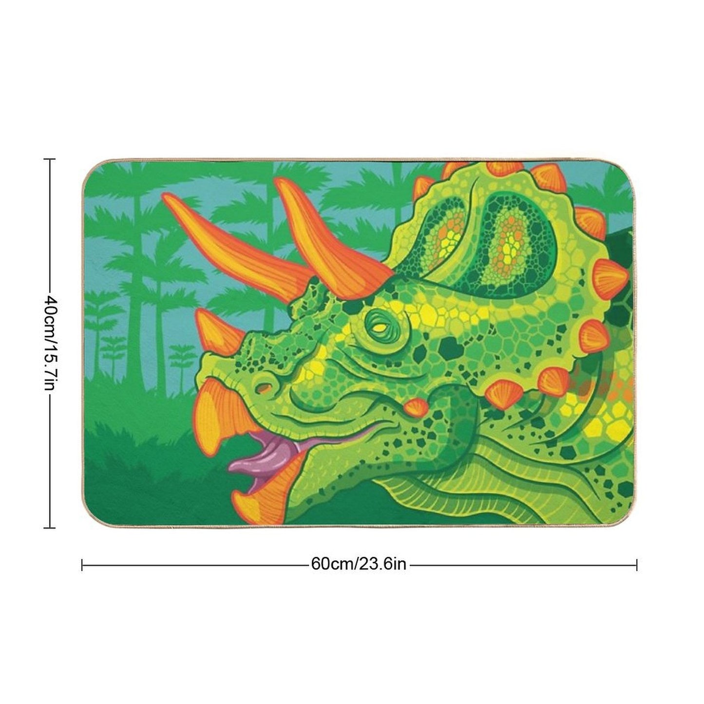 Triceratops (lime) Durable Bath Mat