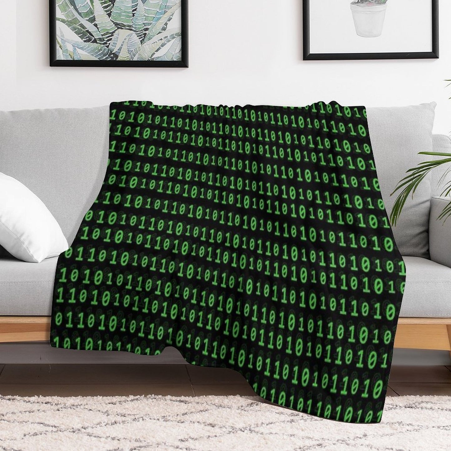 Binary Numbers Wrinkle-free Throw Blanket