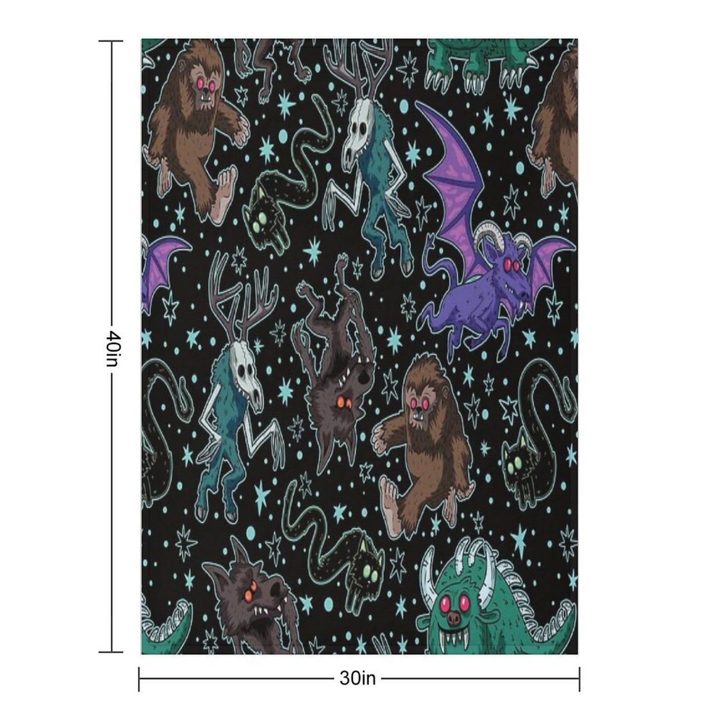 Cryptid Monsters Night Black Comfort Throw Blanket