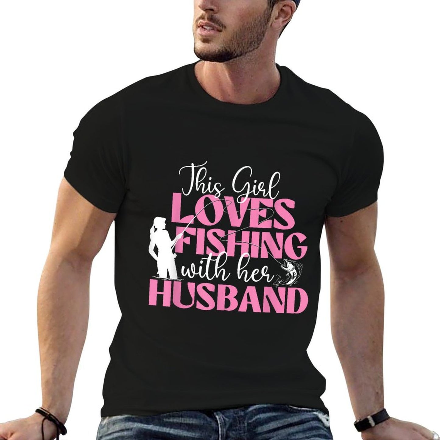 This Girl Loves Fishing With Her Husband - Fisherman Fish Affordable Price T-Shirt