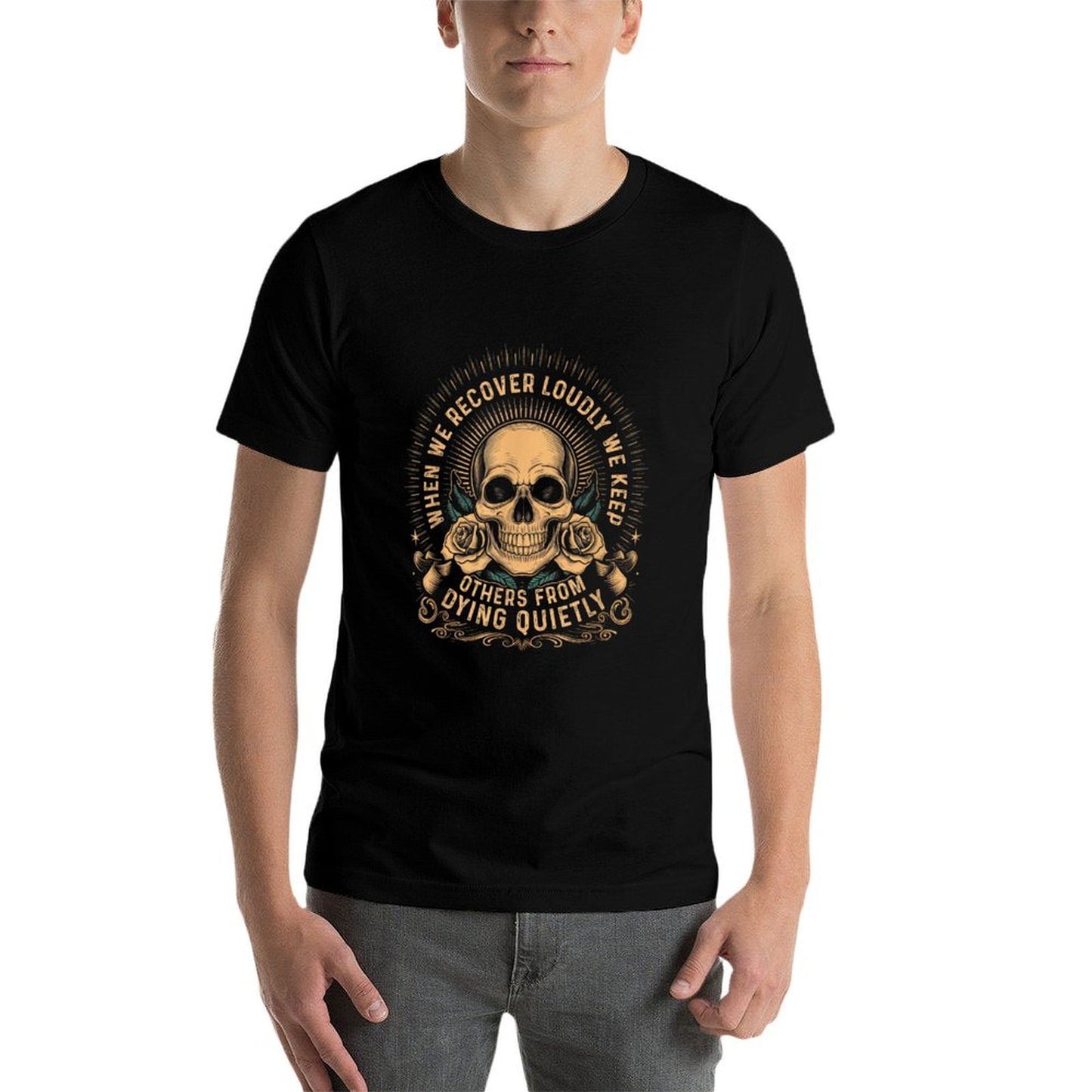 Addiction Recovery Narcotics Anonymous Sobriety Dying Oversized Silhouette T-Shirt