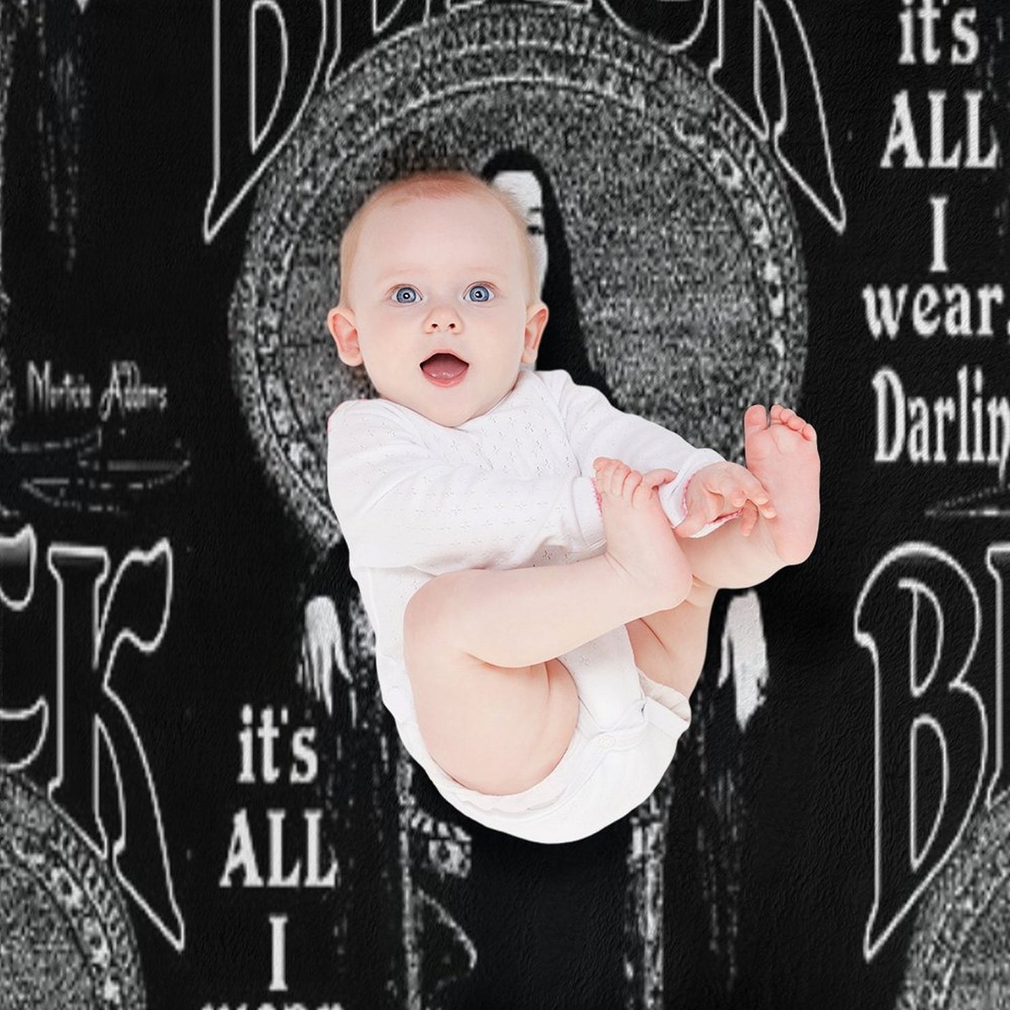 BLACK- It's All I Wear- Morticia Addams Gift-ready Throw Blanket
