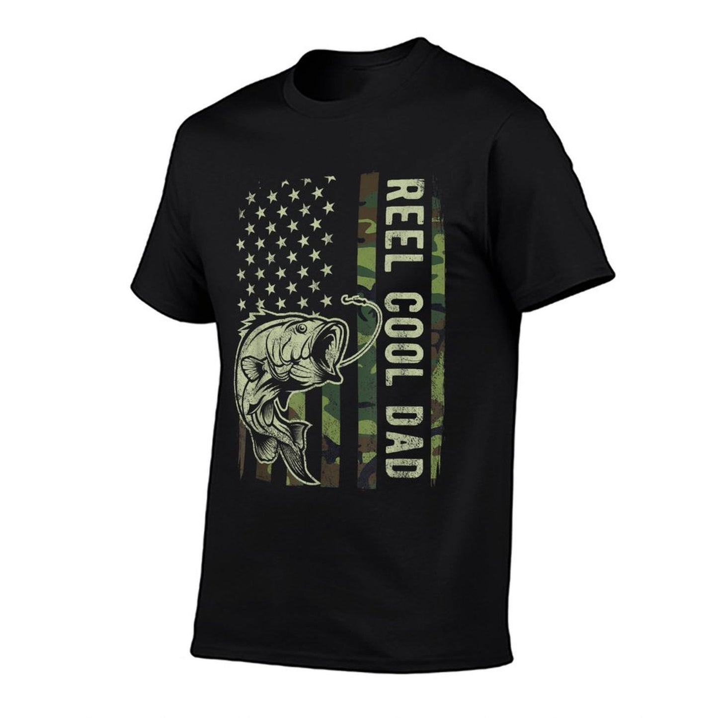 Reel Cool Dad Camouflage American Fathers Day Relaxed-fit T-Shirt