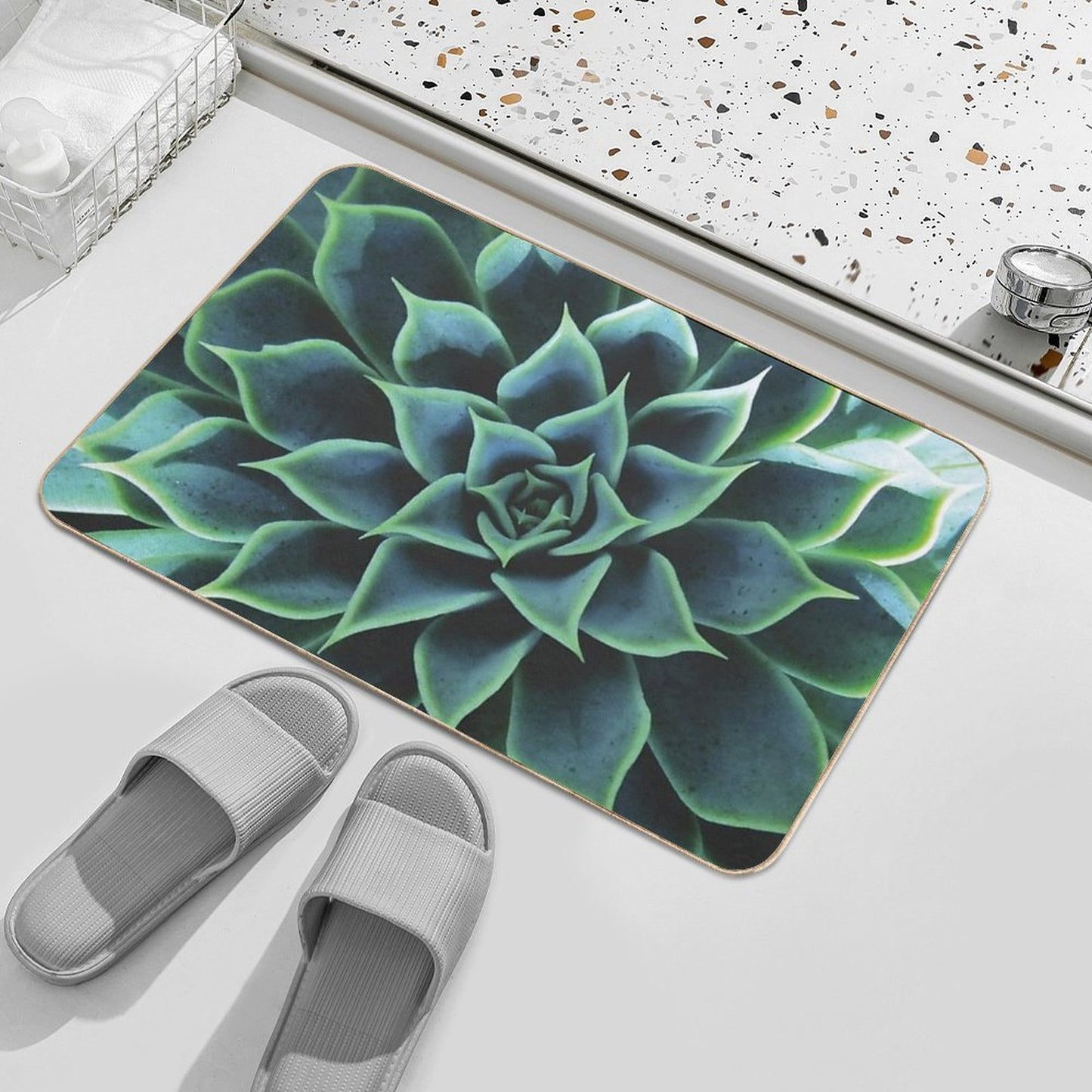Succulent Fade-Resistant Bath Mat