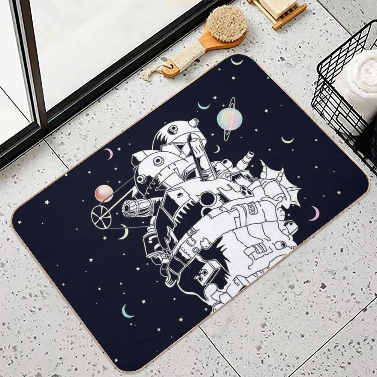 Castle in A Starry Night Repositionable Bath Mat
