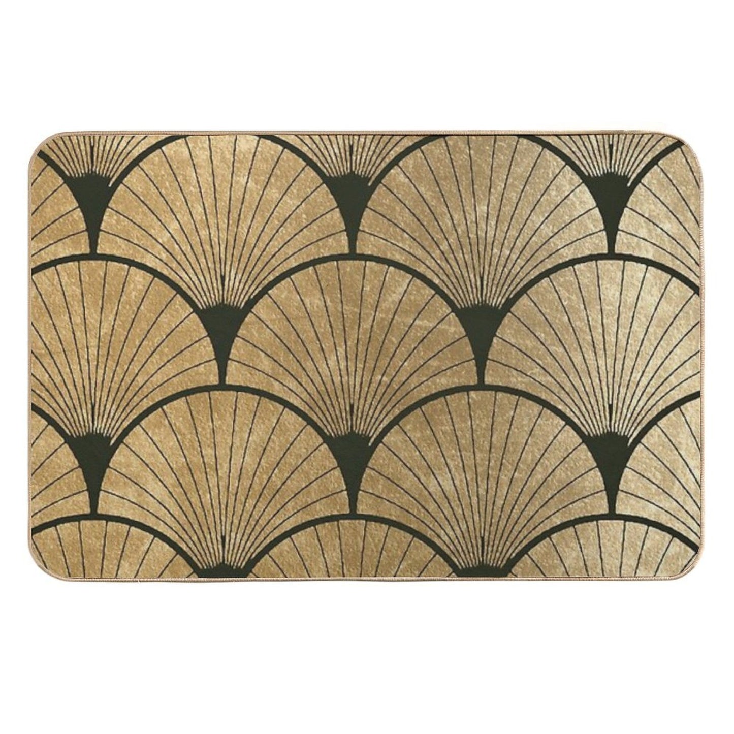 Art Deco Elegance - Golden Fan Fade-Resistant Bath Mat