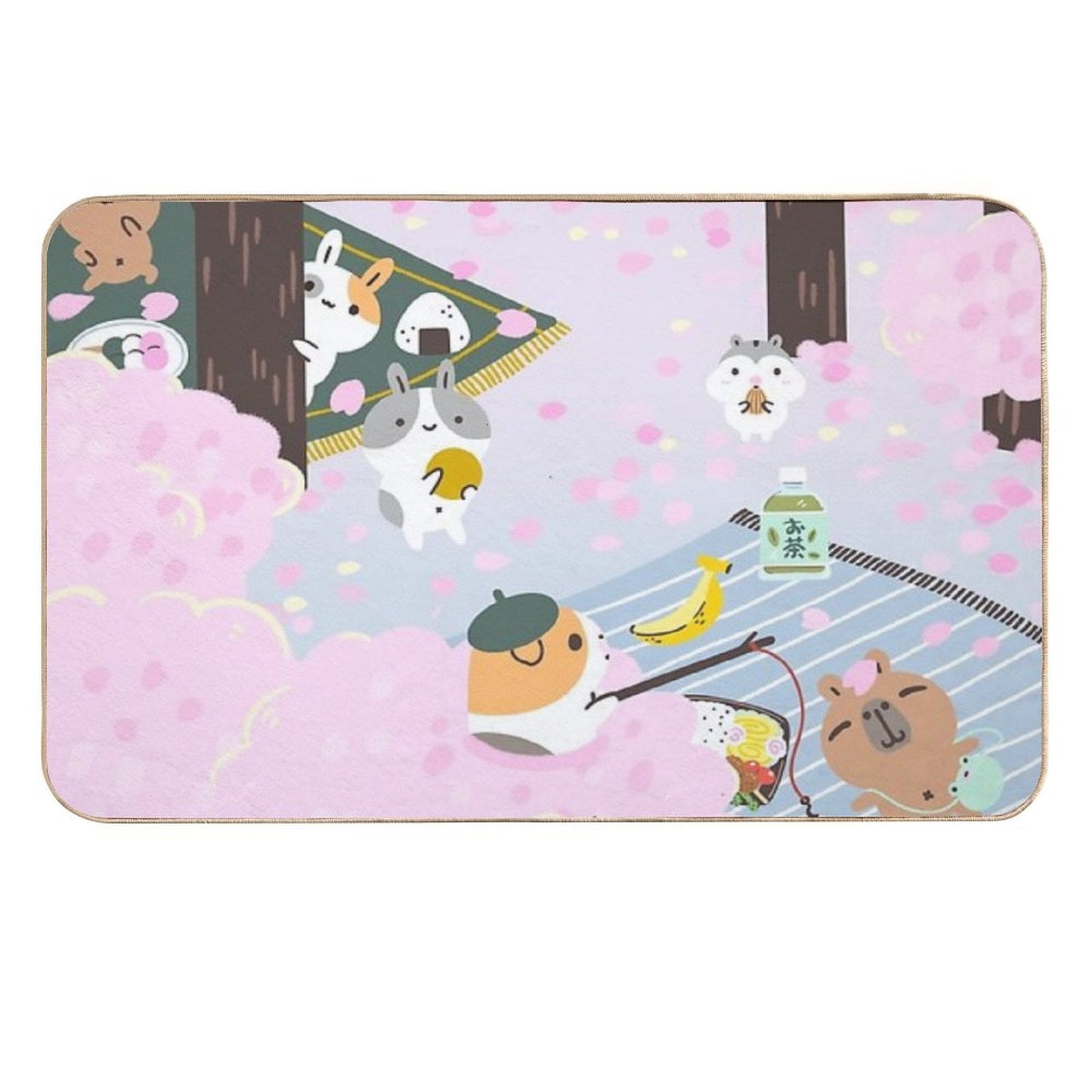 Bubu And Moonch, Cherry Blossom Slip-Resistant Bath Mat