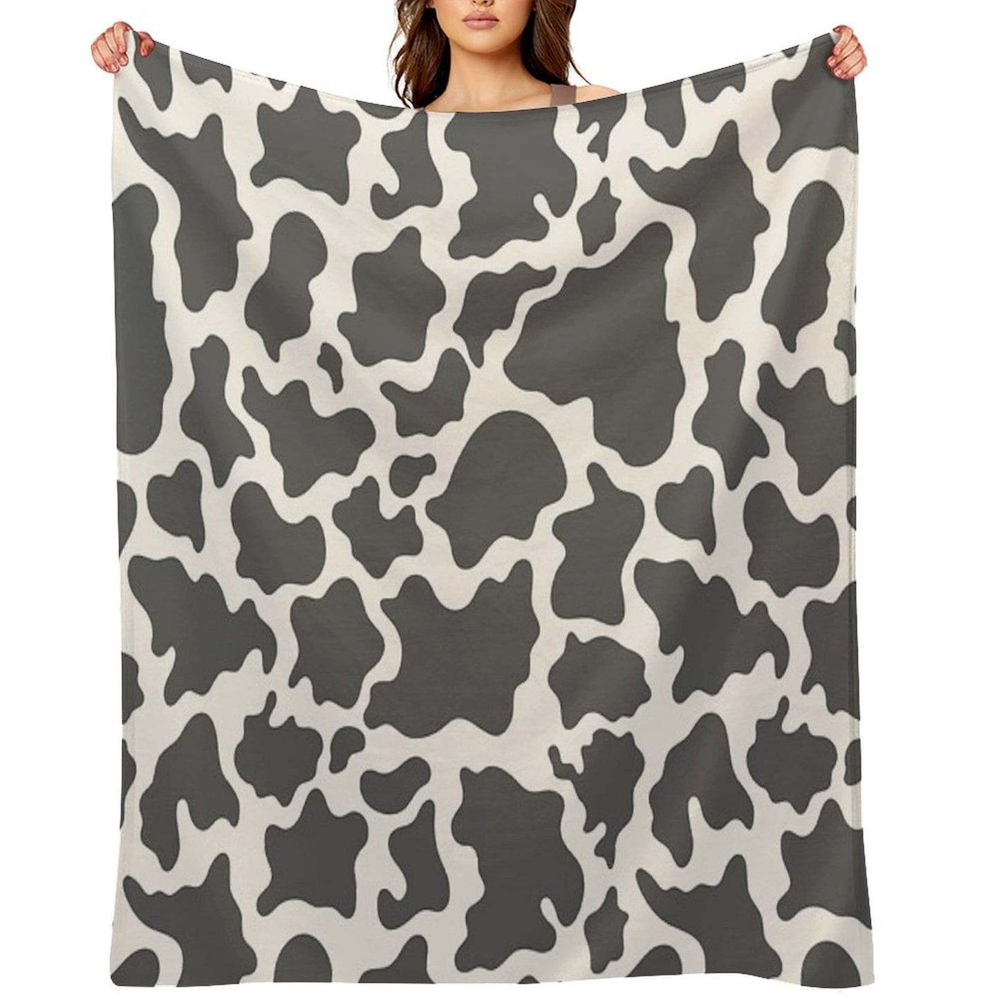 Cow Print Plush Throw Blanket
