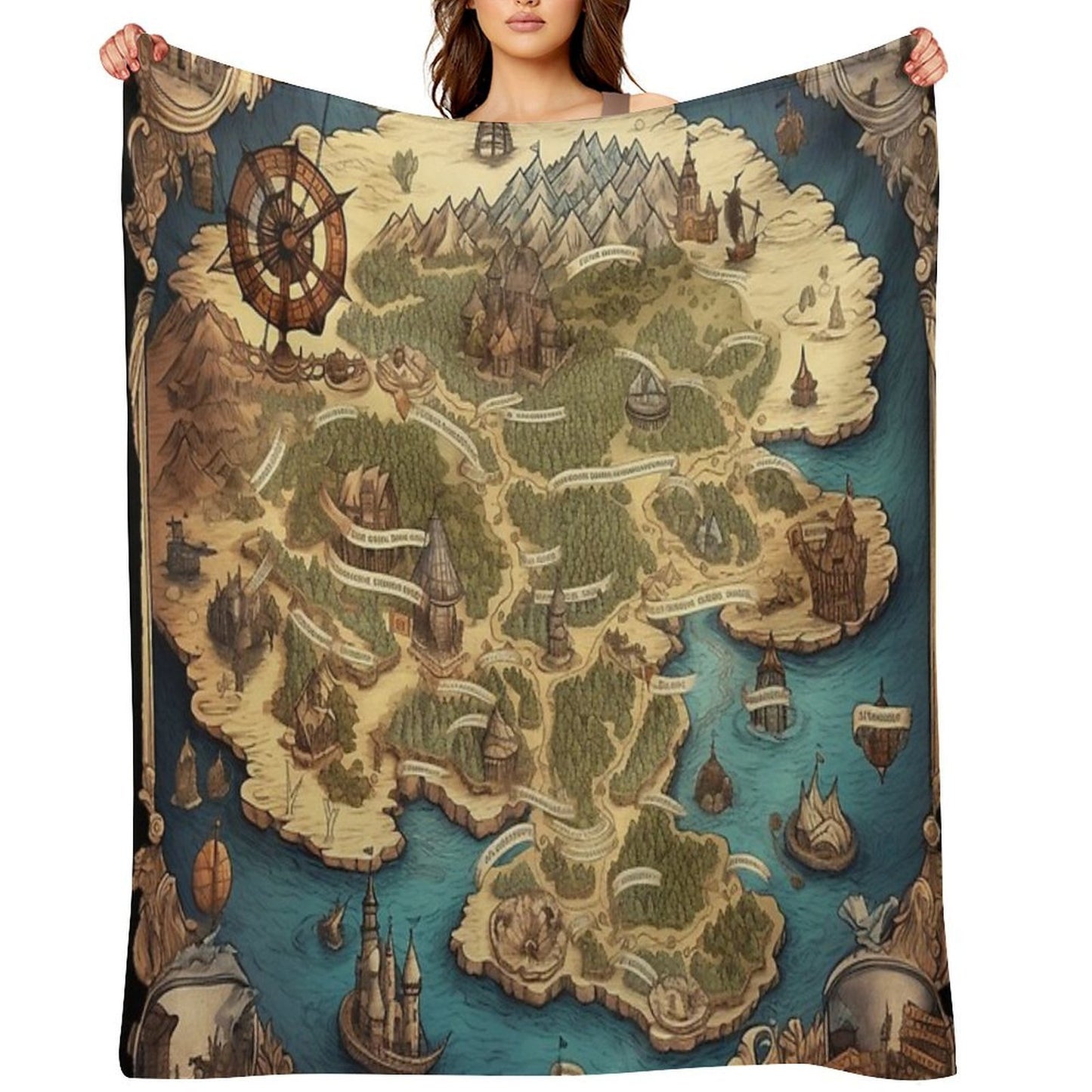 Dnd Fantasy Map Versatility Throw Blanket