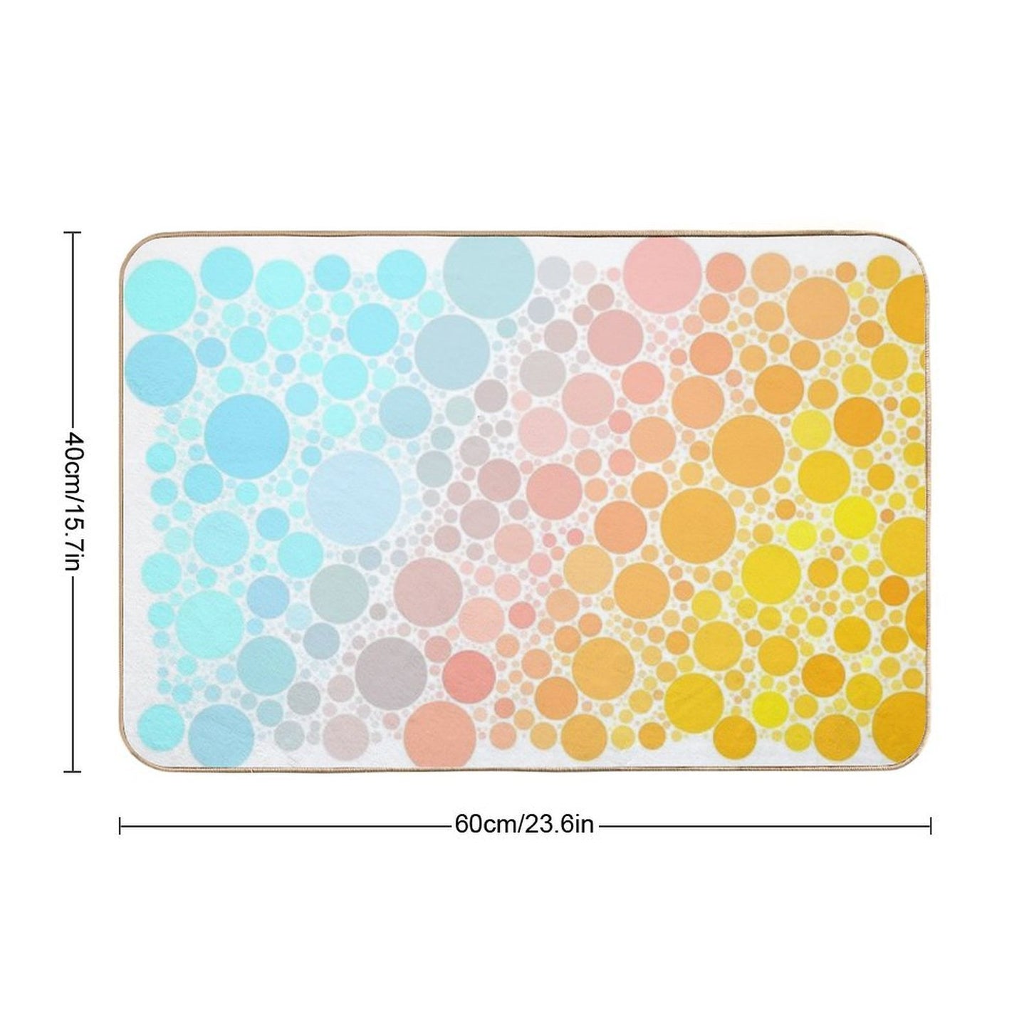 Aqua And Orange Sunrise Bubble Polka Dot Pattern Toxin-Free Bath Mat