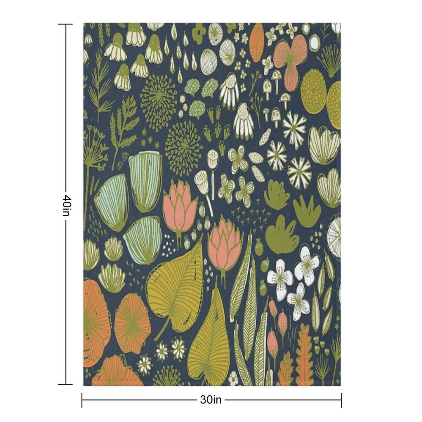 Botanical Sketchbook M+M Navy by Friztin Travel-friendly Throw Blanket
