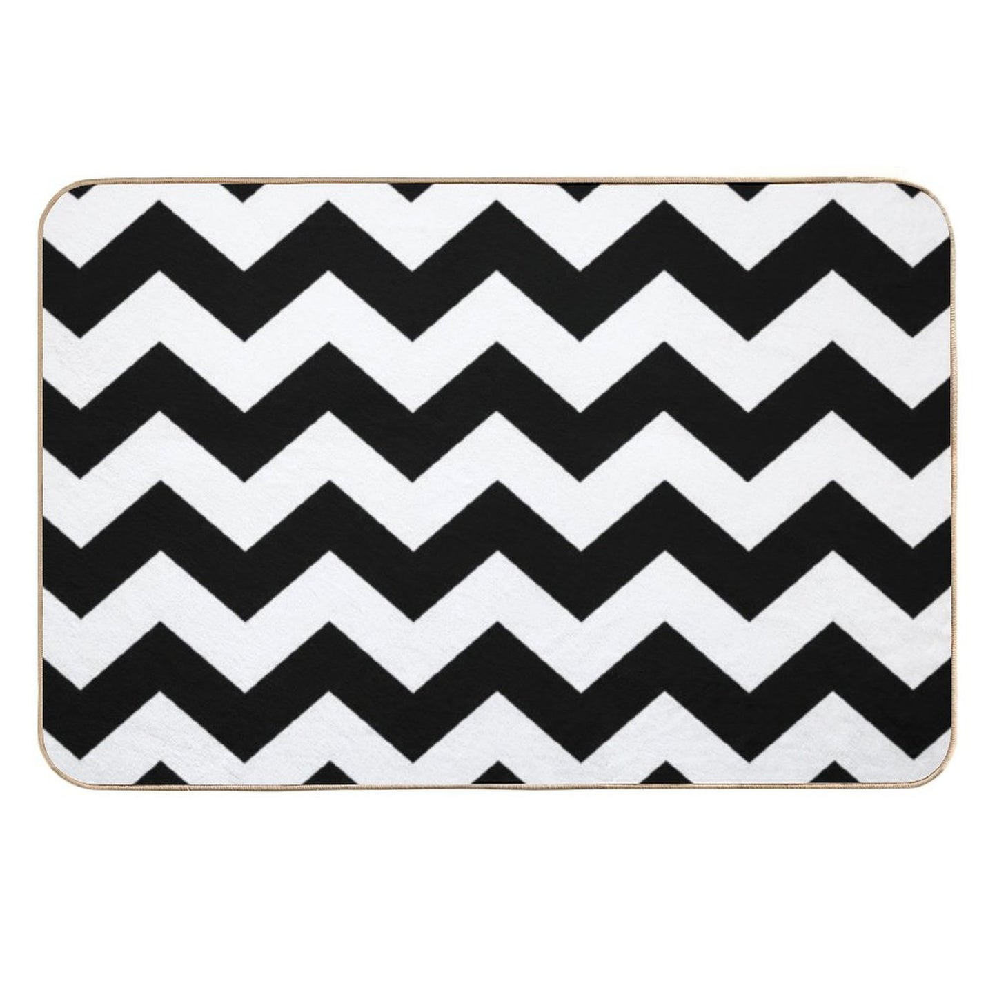 Black And White ZIG-ZAG Easy To Clean Bath Mat