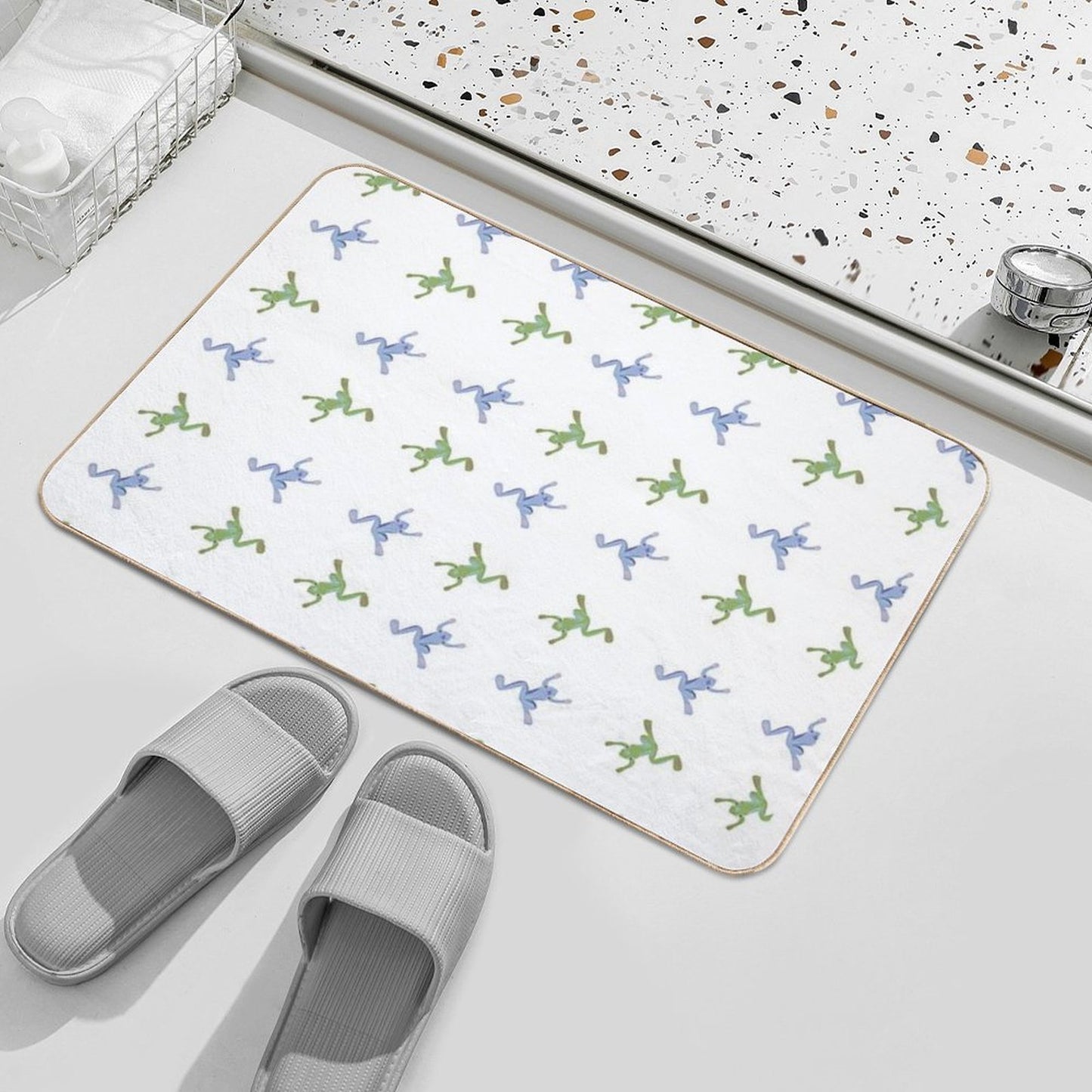 Traditional Frog Vintage Pattern Easy Maintenance Bath Mat