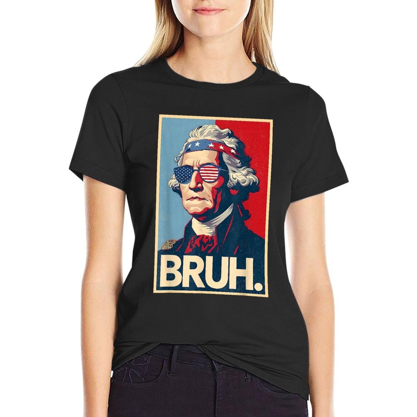 4th Of July 2025 George Washington Bruh. Meme Patriotic Slim-fit Cut T-Shirt