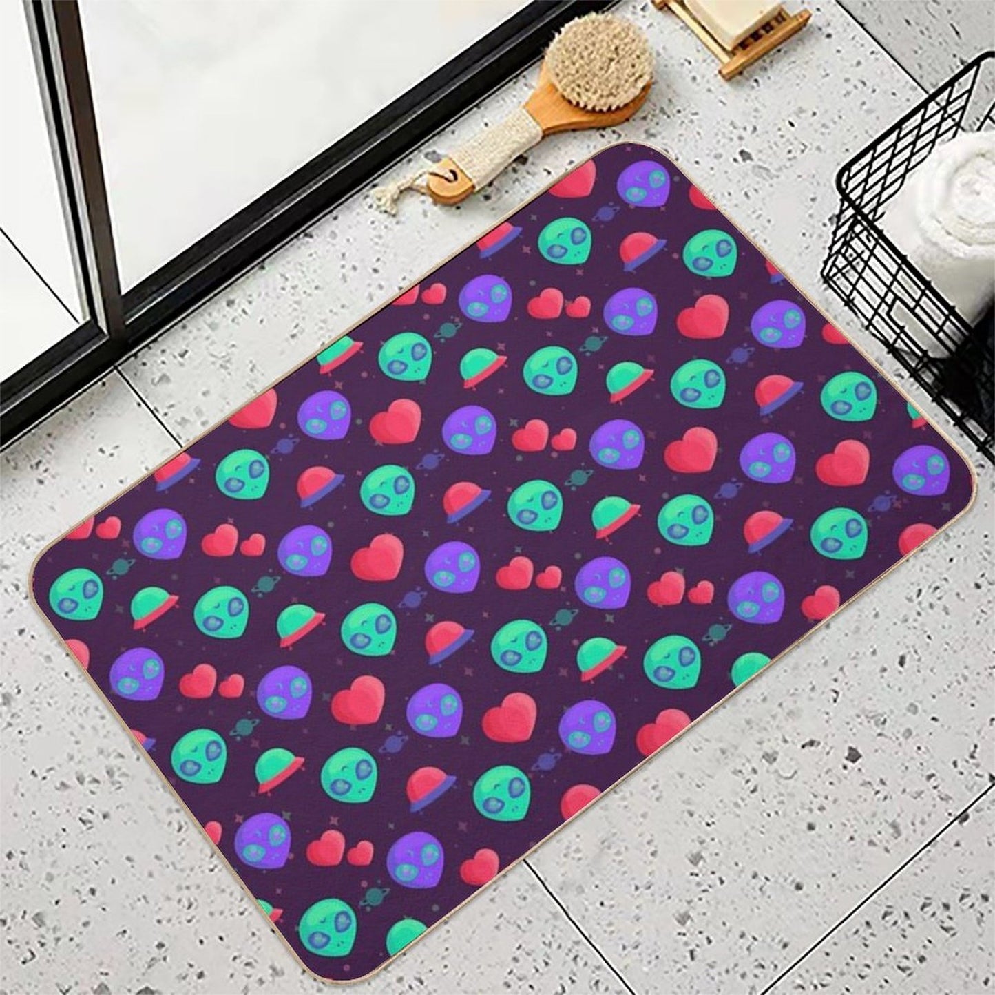 Kawaii Aliens Long-Lasting Bath Mat