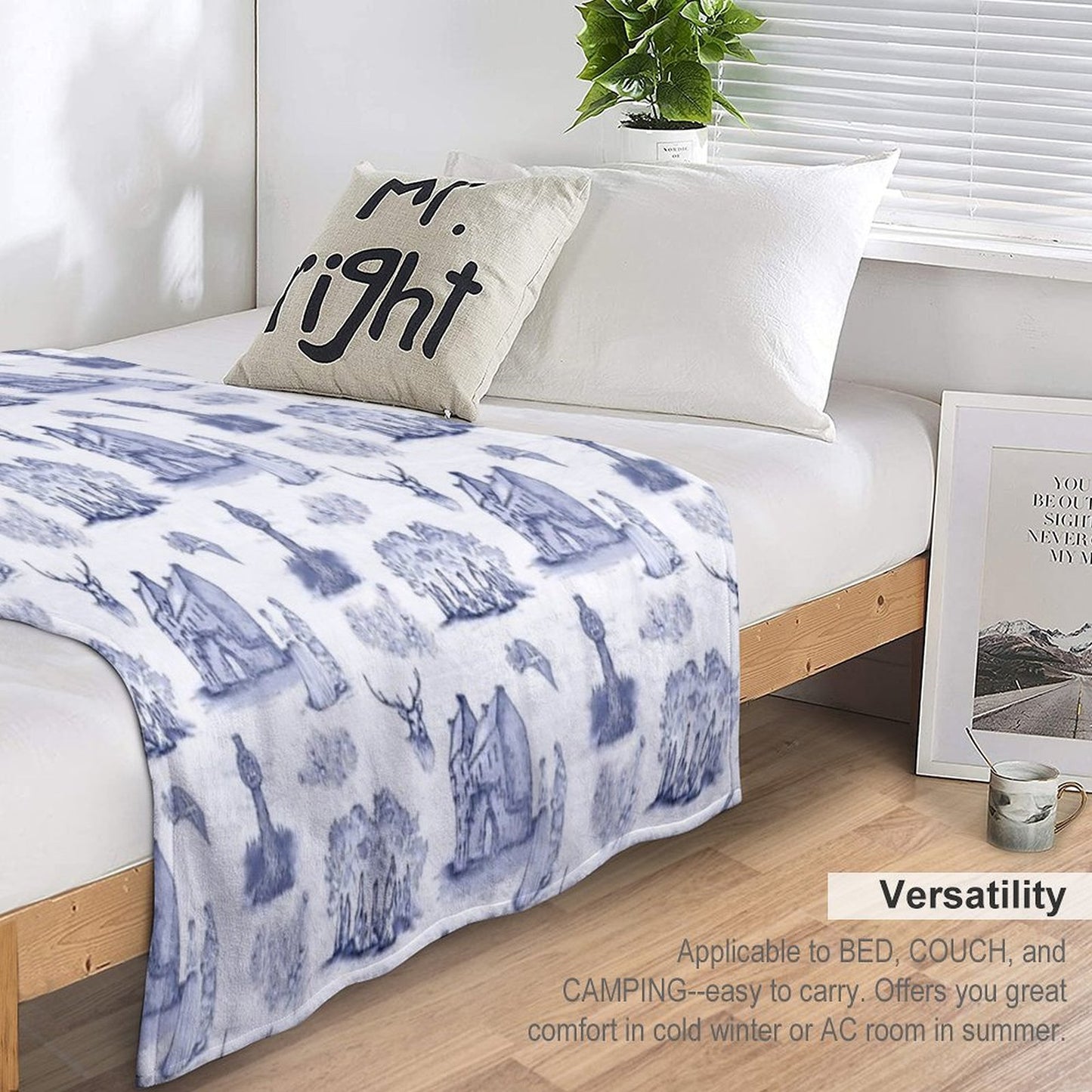 Highlander Toile in Blue Compact Throw Blanket