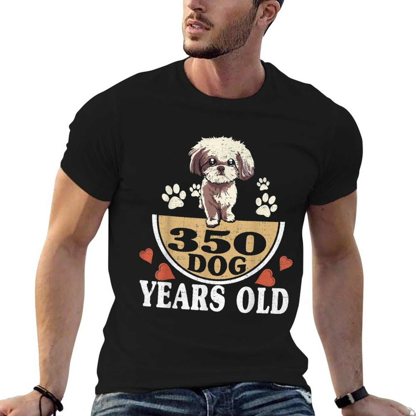 50th Birthday Gift, Funny 350 Dog Years Old Graphic-printed T-Shirt