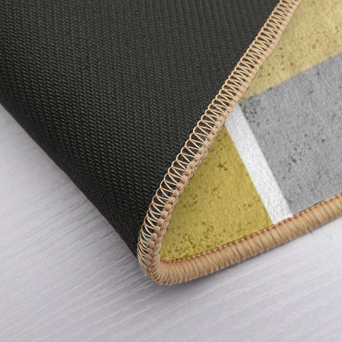 Modern Yellow & Gray Geometric Versatile Bath Mat