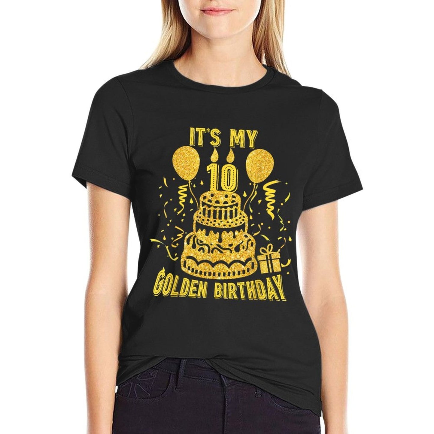 Golden Birthday It's My 10th Birthday Summer-ready Fabric T-Shirt