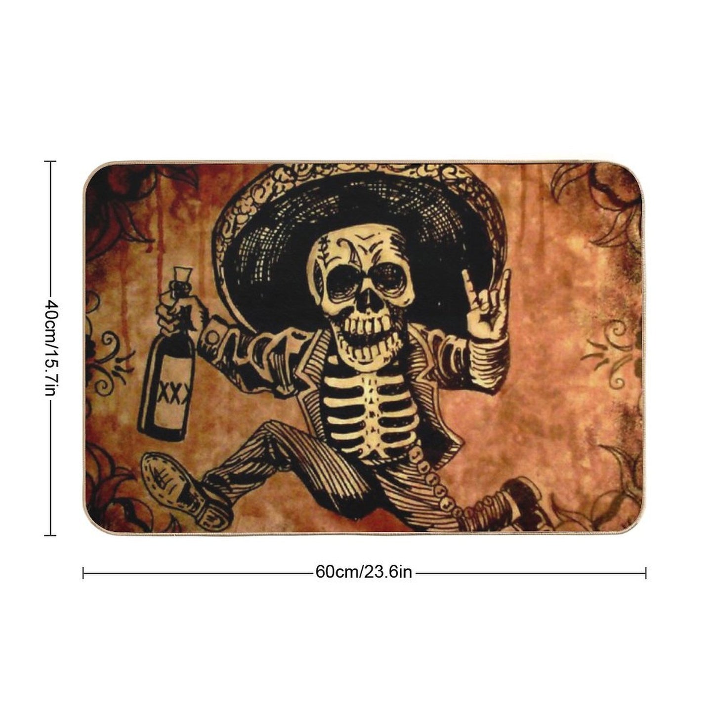 Posada Day of The Dead Outlaw Easy Maintenance Bath Mat