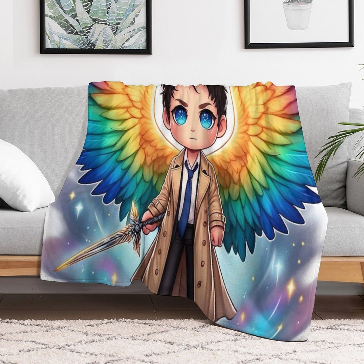 Rainbow Warrior Angel Premium Throw Blanket